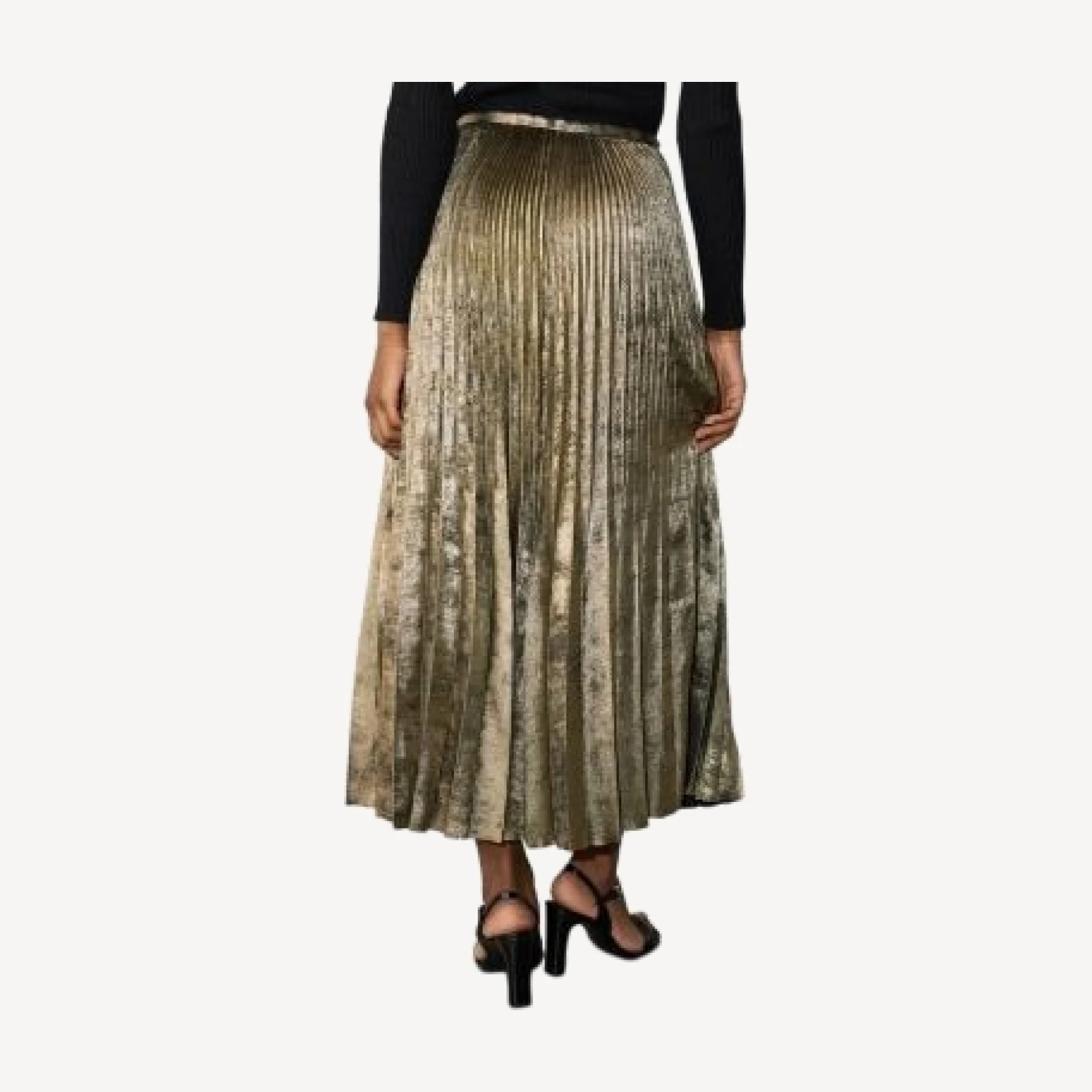 Whistles Metallic Pleated Midi Skirt