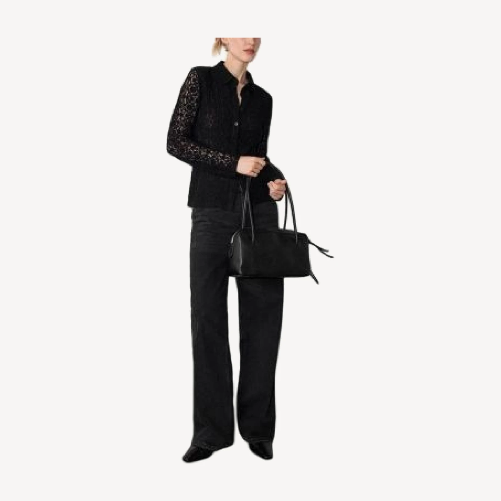 Whistles Lace Jersey Collared Shirt