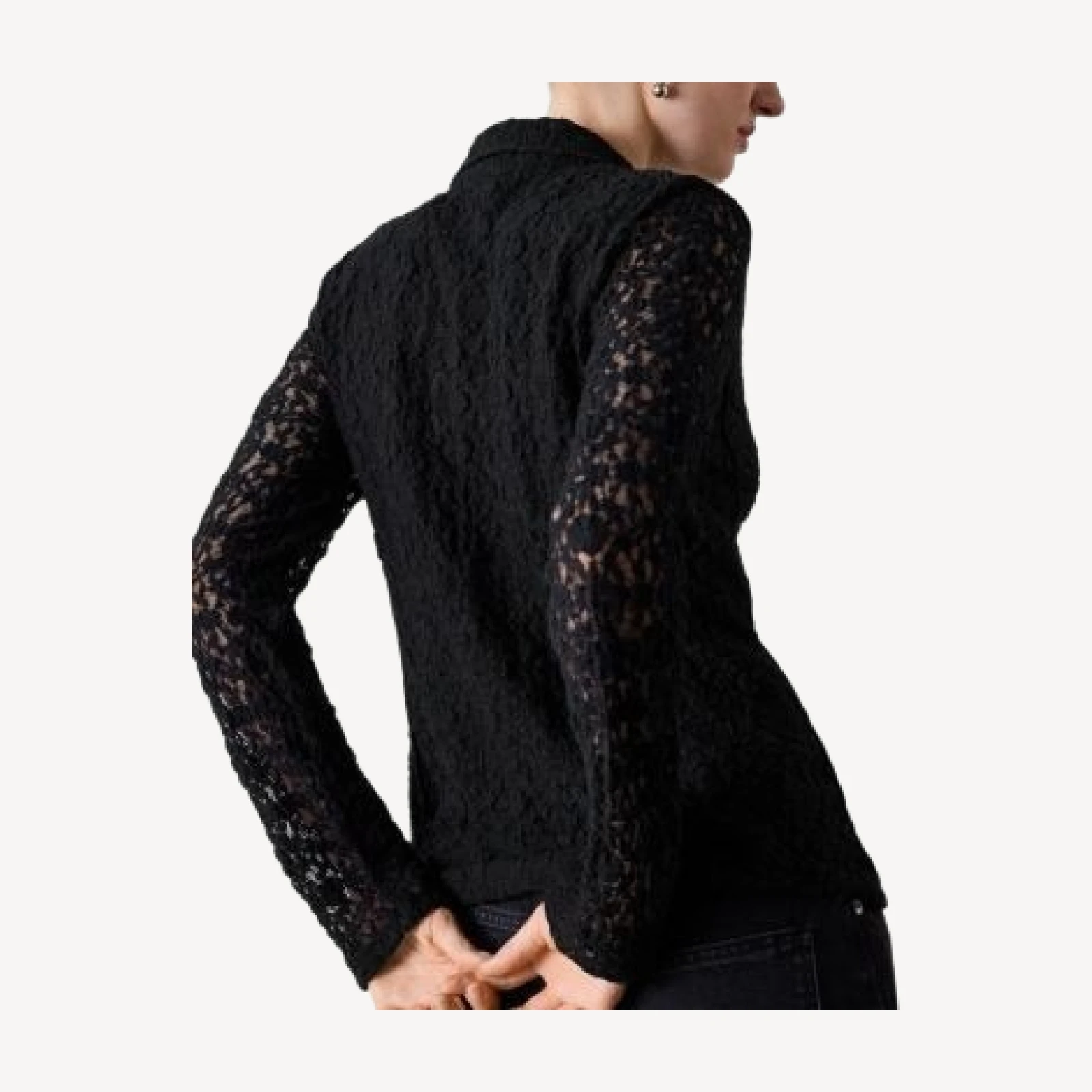 Whistles Lace Jersey Collared Shirt