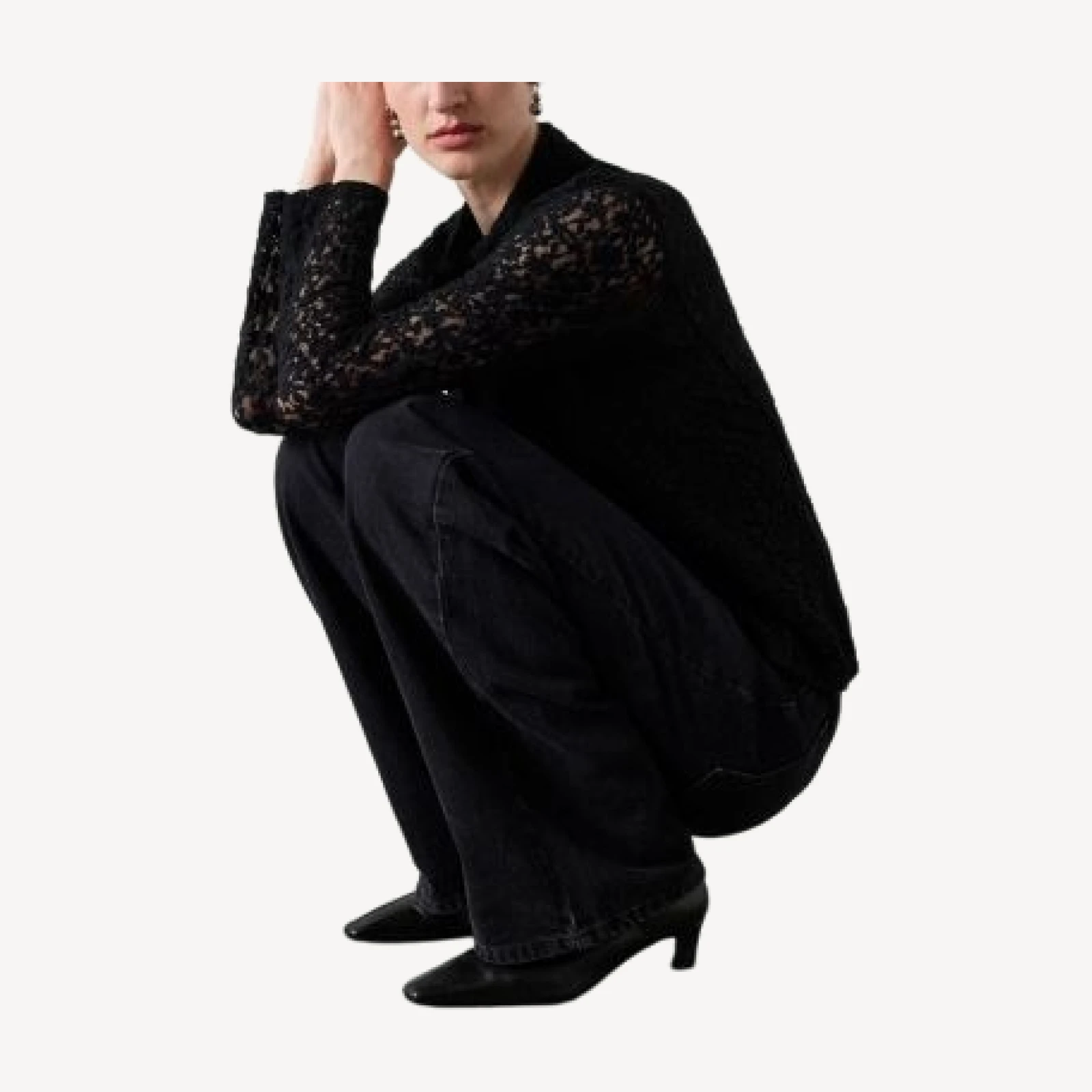 Whistles Lace Jersey Collared Shirt