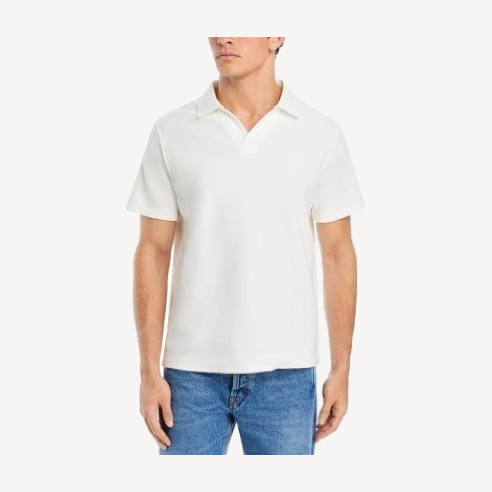 Frame Jacquard Short Sleeve Open Collar Polo Shirt