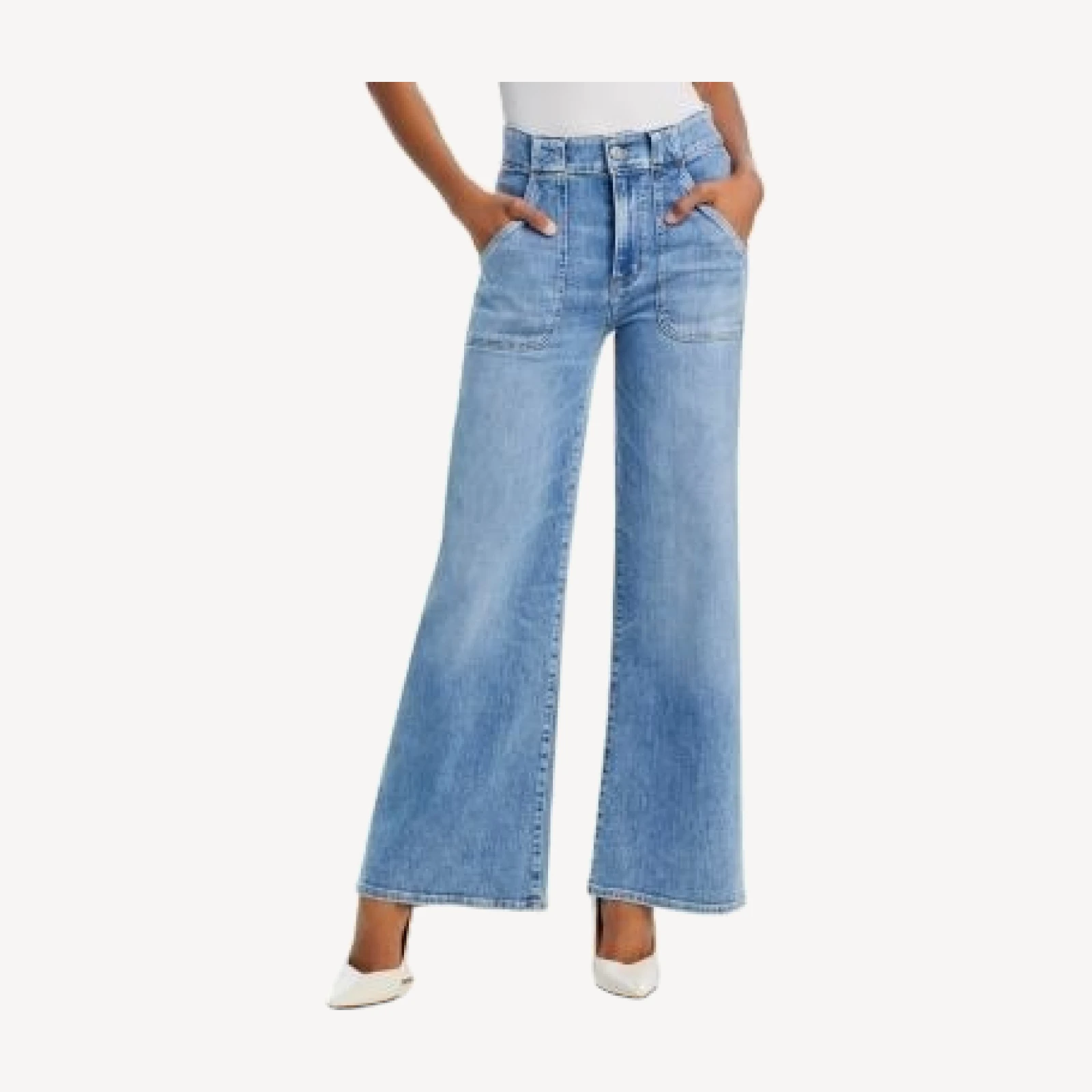 Frame Modern Pocket High Rise Wide Leg Jeans in Carpenter