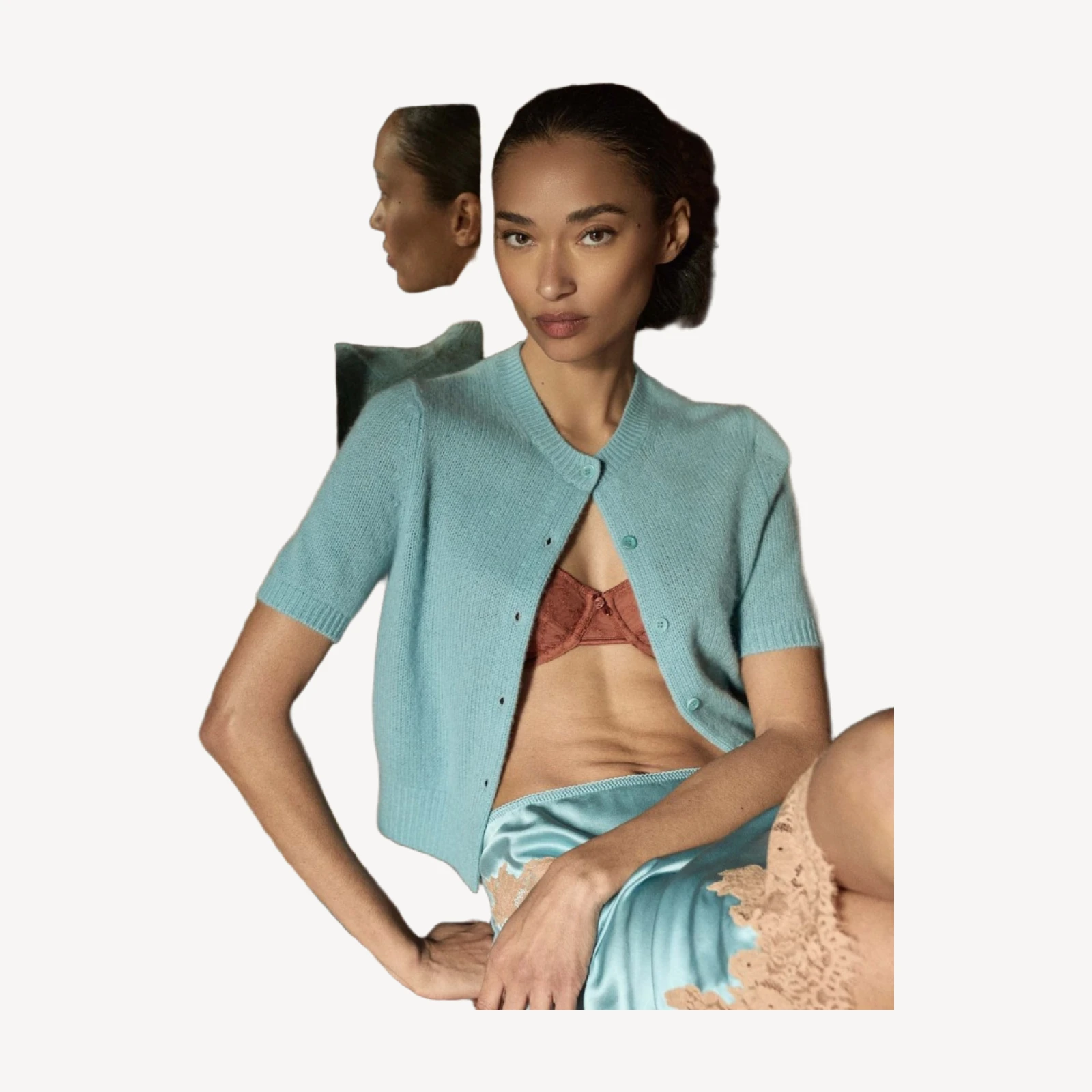 ALESIA CASHMERE CARDIGAN -- DEEP AQUAMARINE
