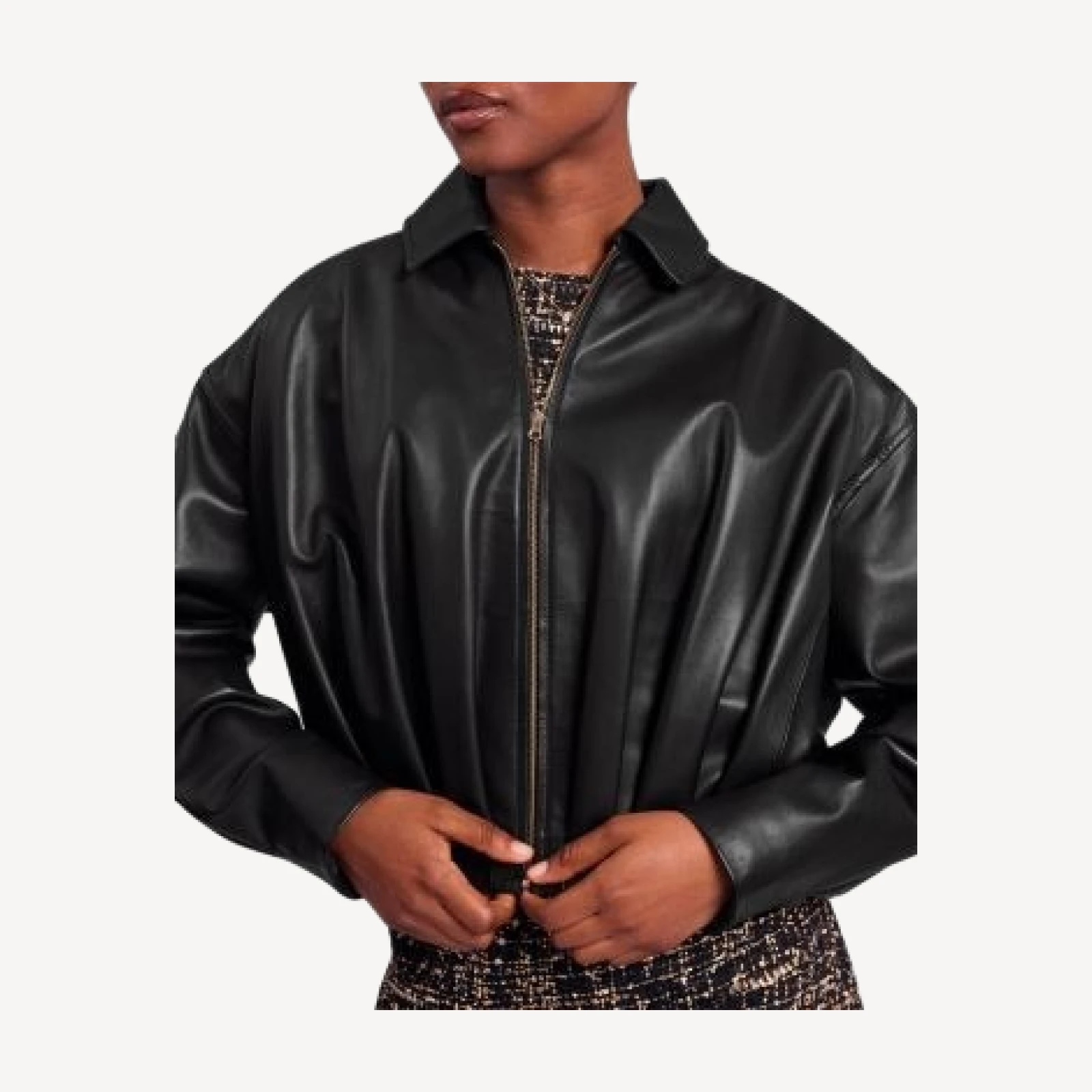 Ted Baker Adfabi Drape Detail Leather Bomber Jacket