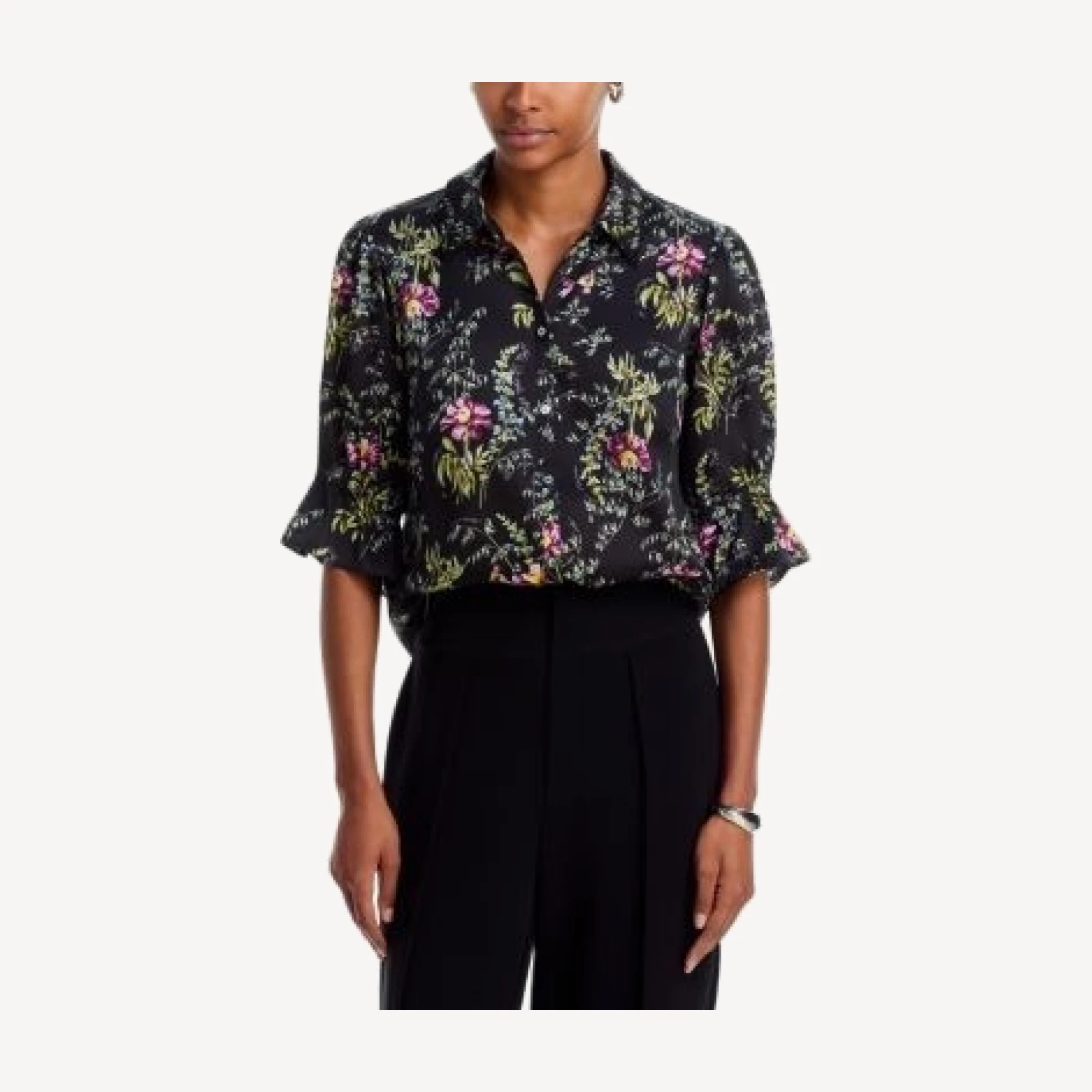 Cinq a Sept Fiona Wildflower Whispers Collared Ruffle Top