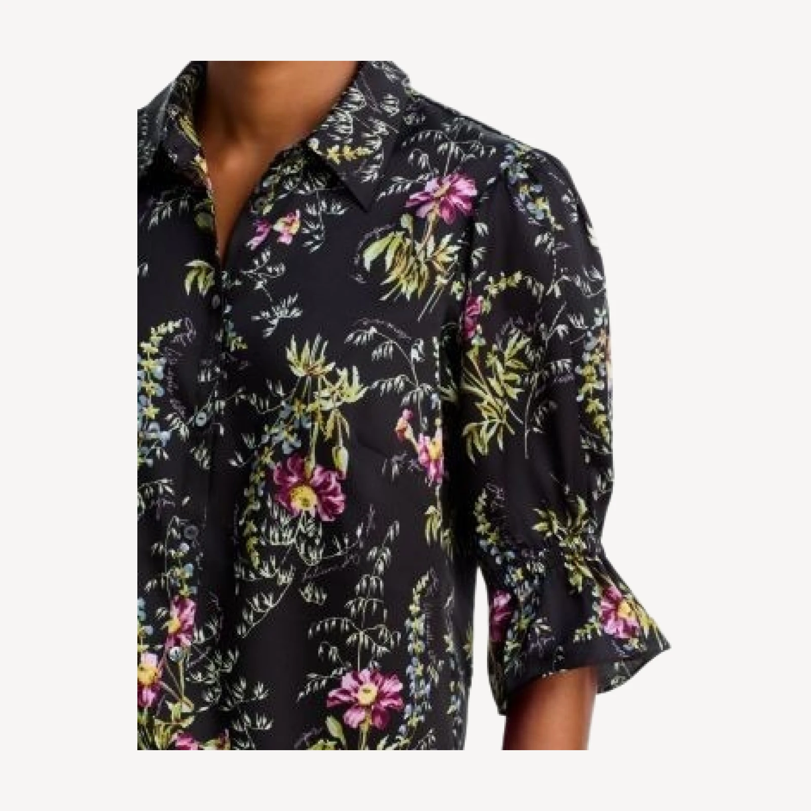 Cinq a Sept Fiona Wildflower Whispers Collared Ruffle Top
