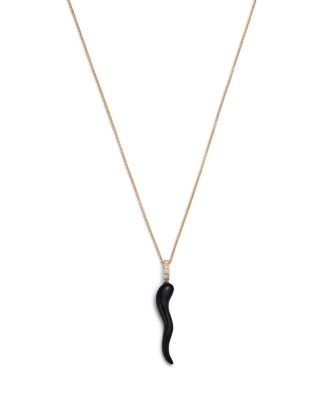 Bloomingdale's Fine Collection Onyx & Diamond Accent Italian Horn Pendant Necklace in 14K Yellow Gold, 17