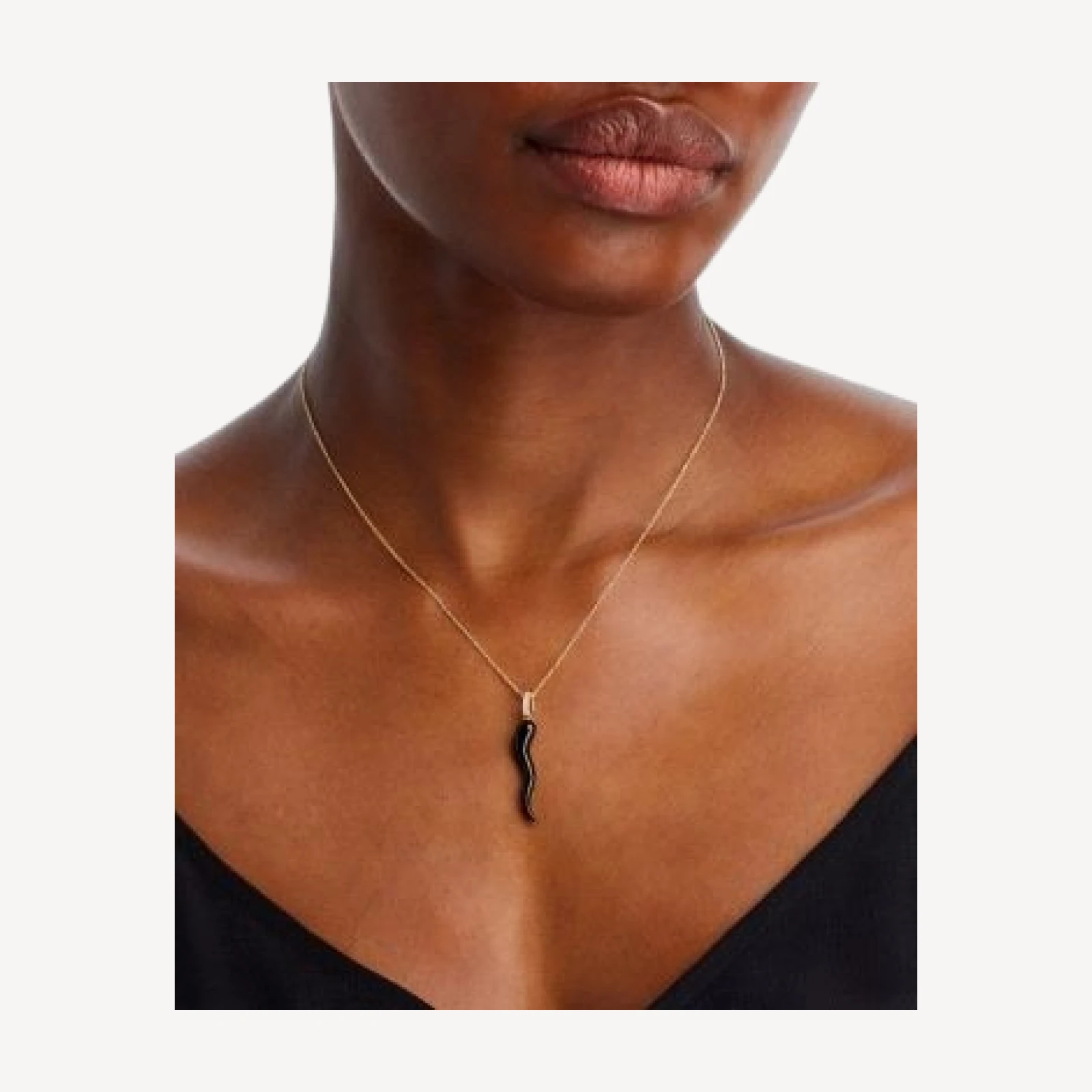 Bloomingdale's Fine Collection Onyx & Diamond Accent Italian Horn Pendant Necklace in 14K Yellow Gold, 17