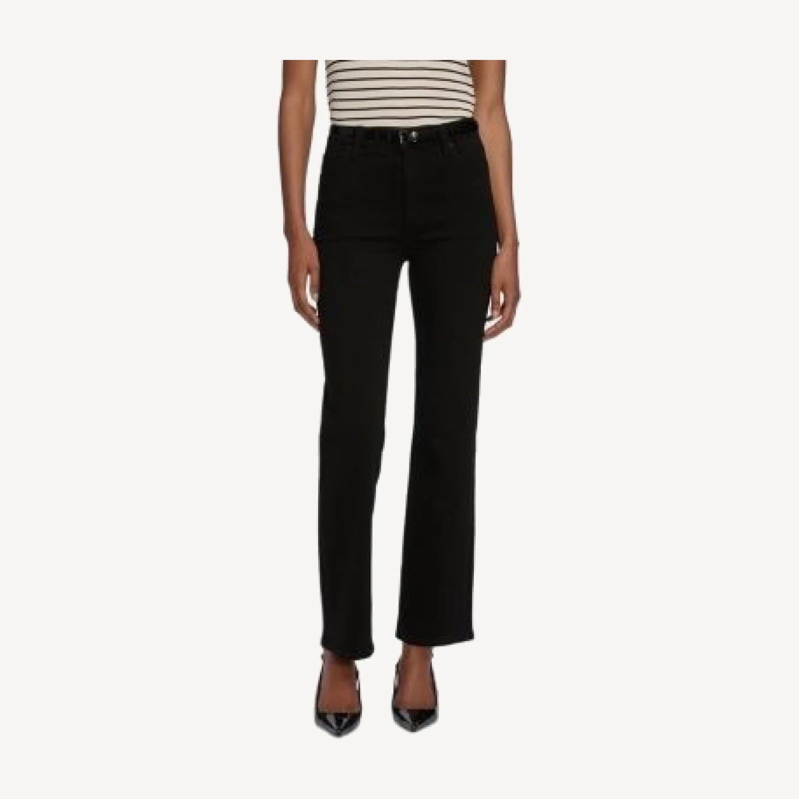 Frame Le Sleek High Rise Straight Jeans in Black