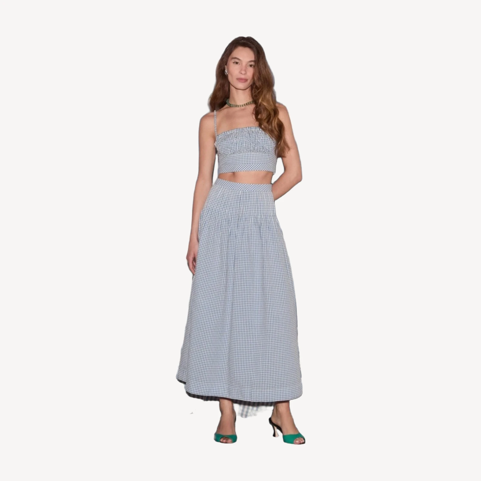 The Maisie Crop Top - Lagoon Gingham