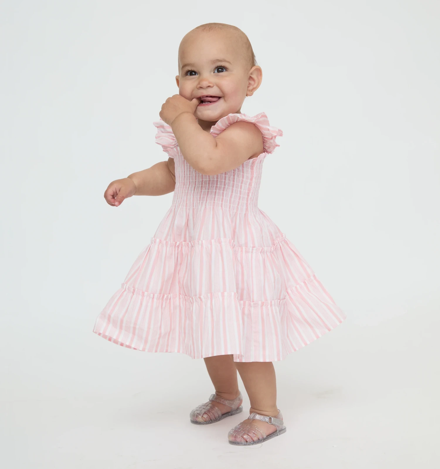 The Baby Ellie Nap Dress - Pink Variegated Stripe