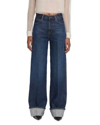 Frame The Cuffed Wide Leg Jeans in Spencer