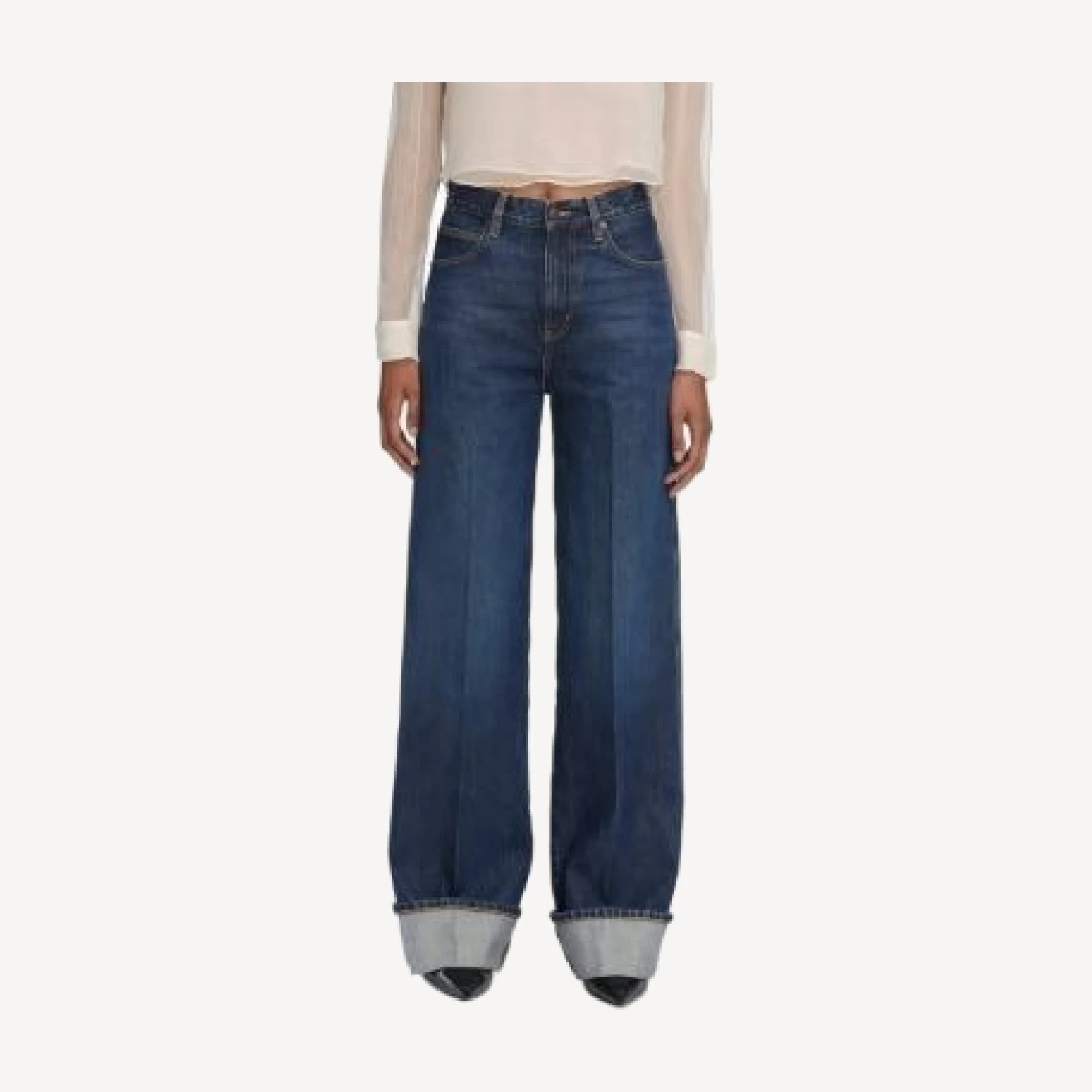 Frame The Cuffed Wide Leg Jeans in Spencer