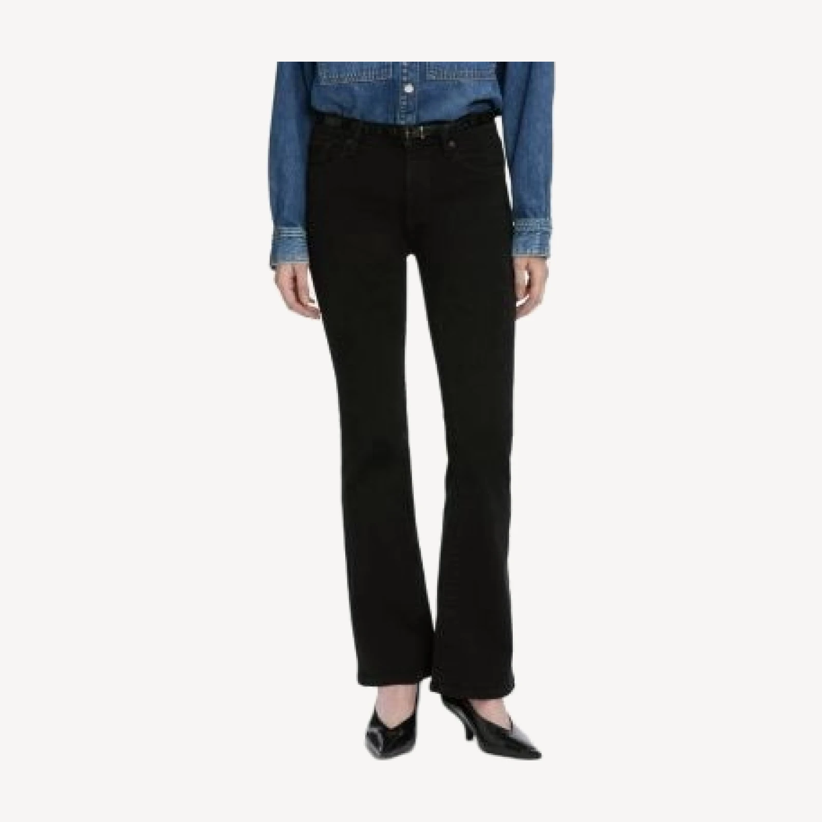 Frame The Icon High Rise Flare Jeans in Black