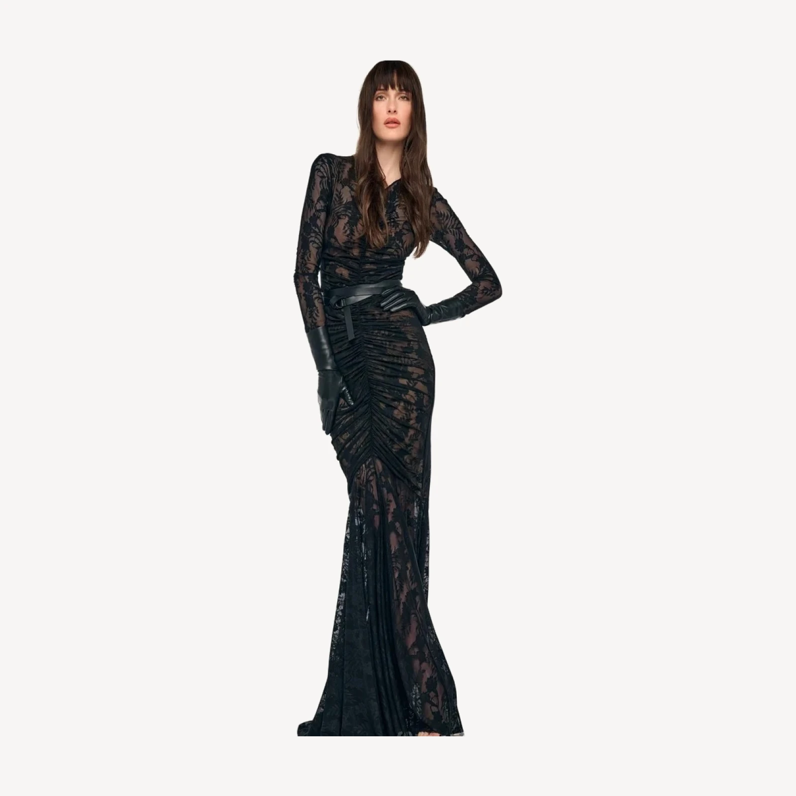 SHIRRED FRONT FISHTAIL GOWN