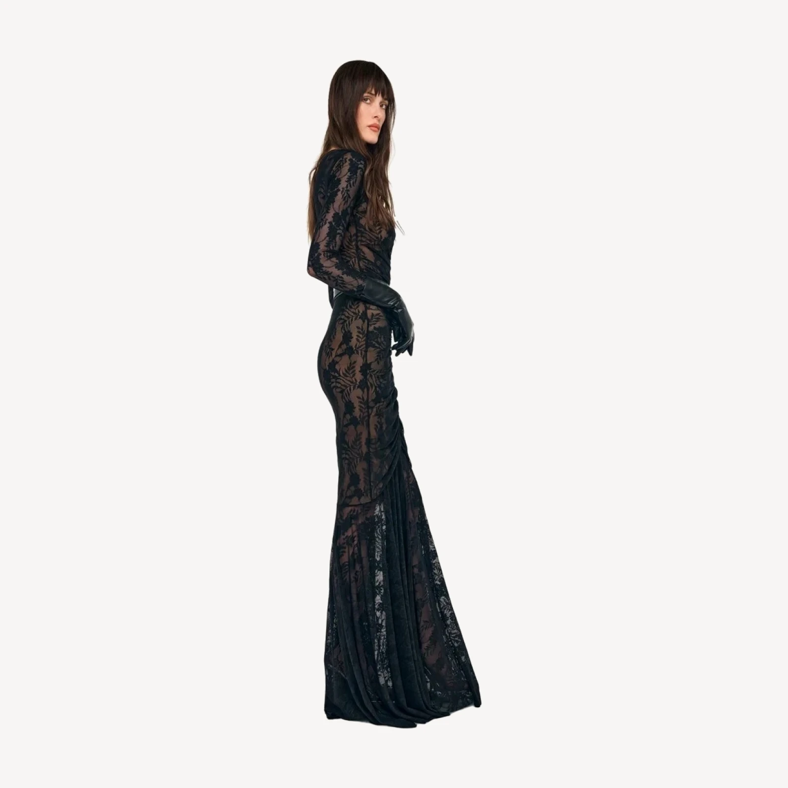 SHIRRED FRONT FISHTAIL GOWN