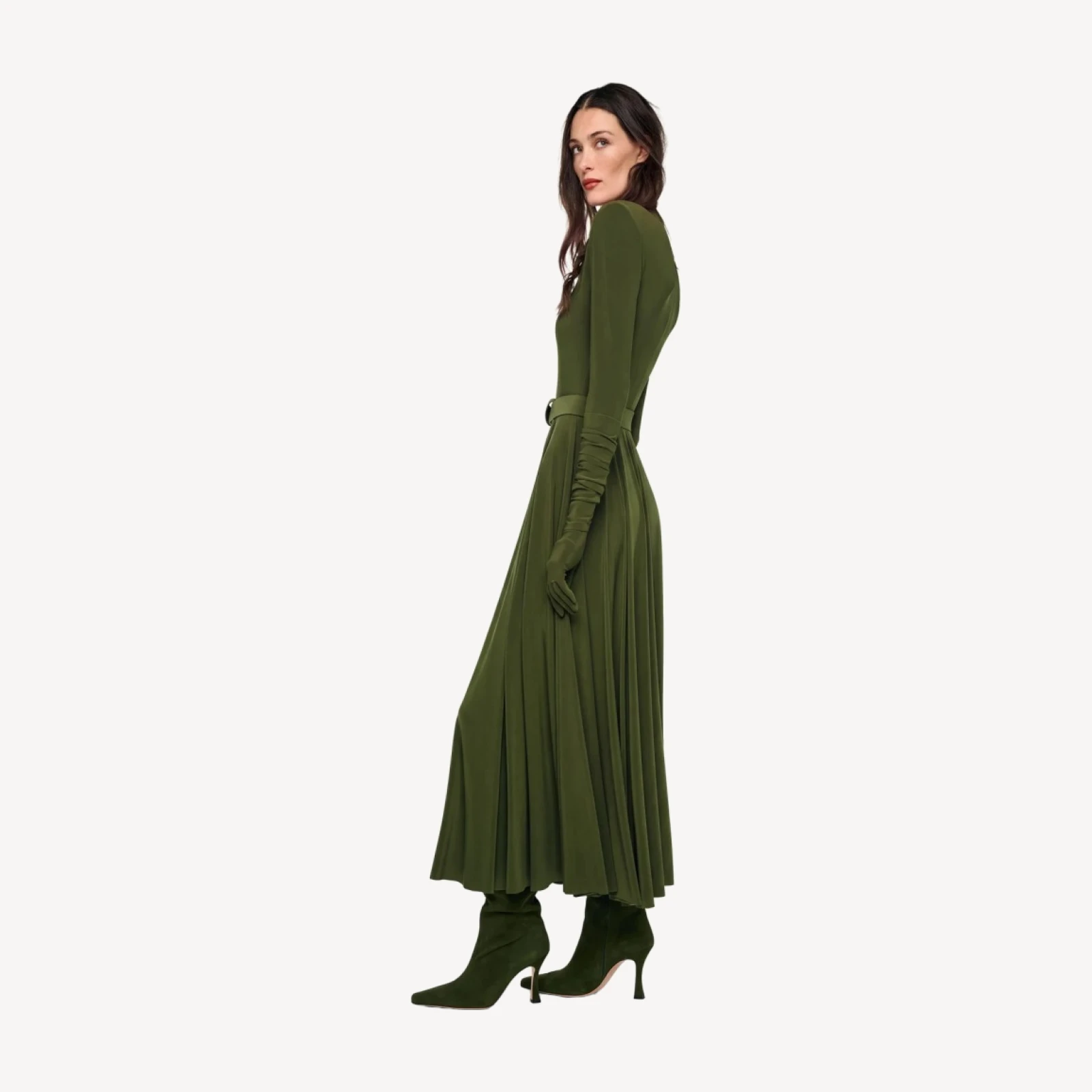 SHOULDER PAD TURTLE FLARED DRESS