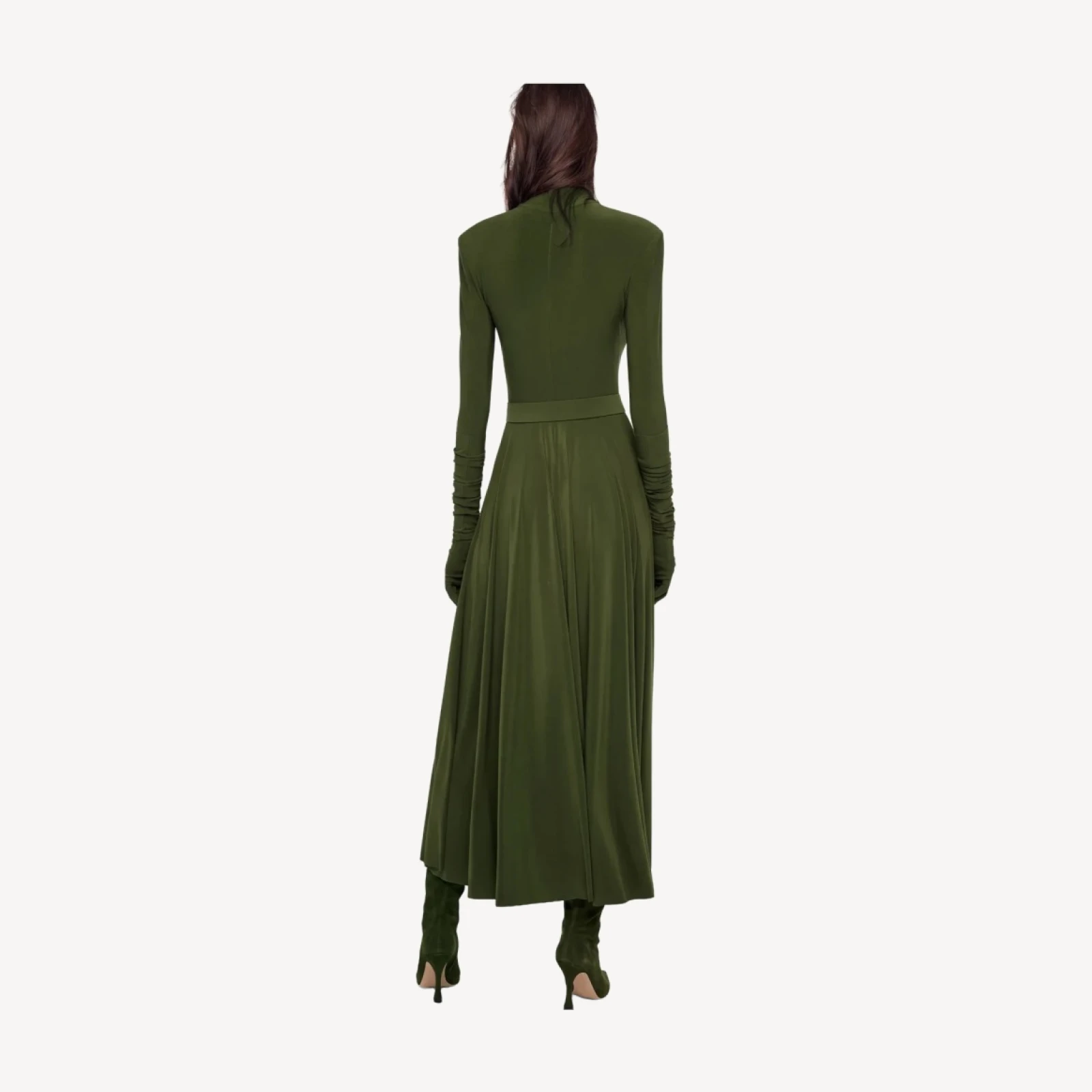 SHOULDER PAD TURTLE FLARED DRESS
