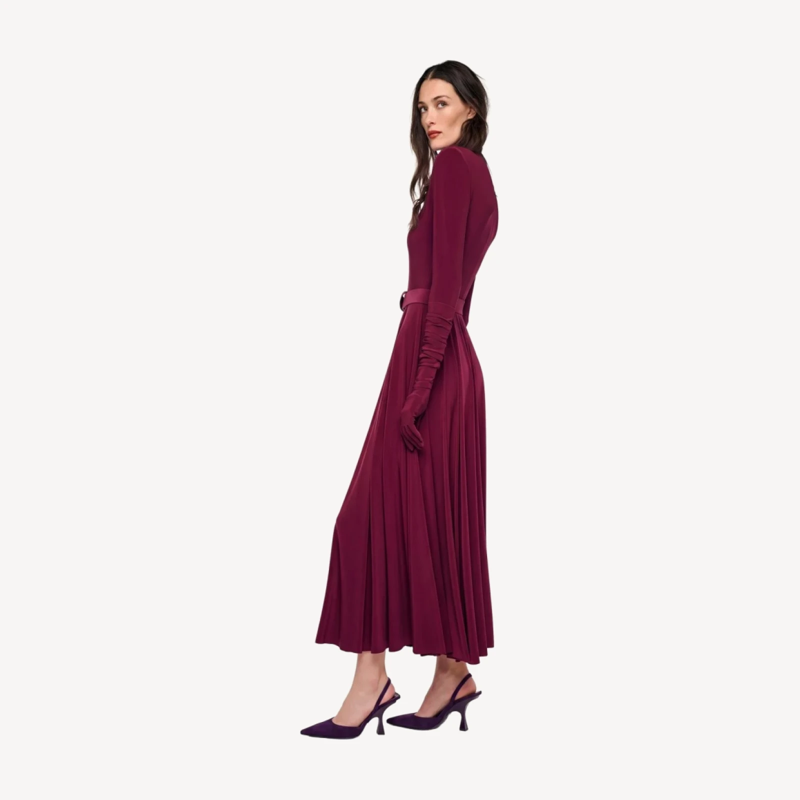 SHOULDER PAD TURTLE FLARED DRESS
