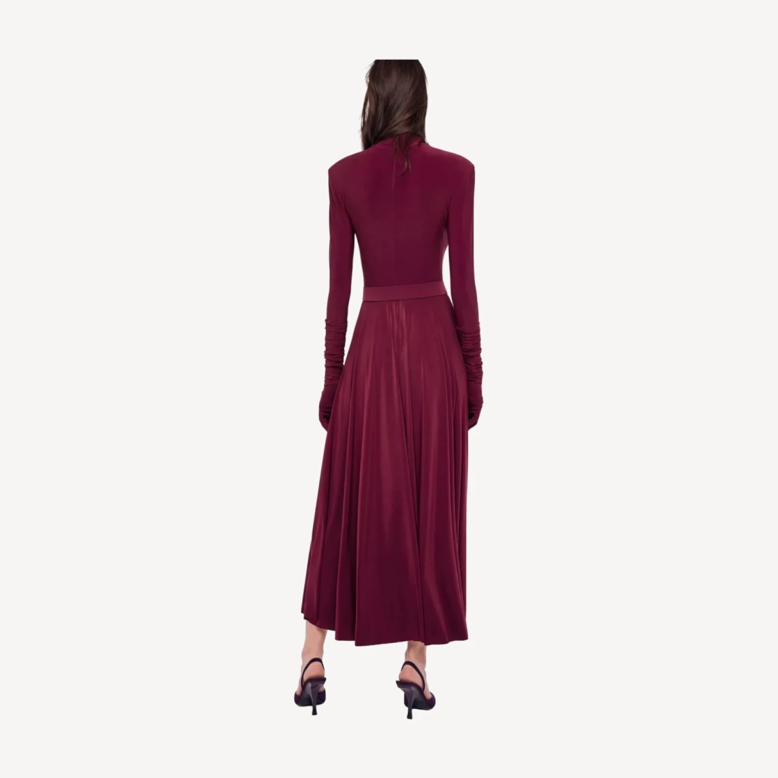 SHOULDER PAD TURTLE FLARED DRESS