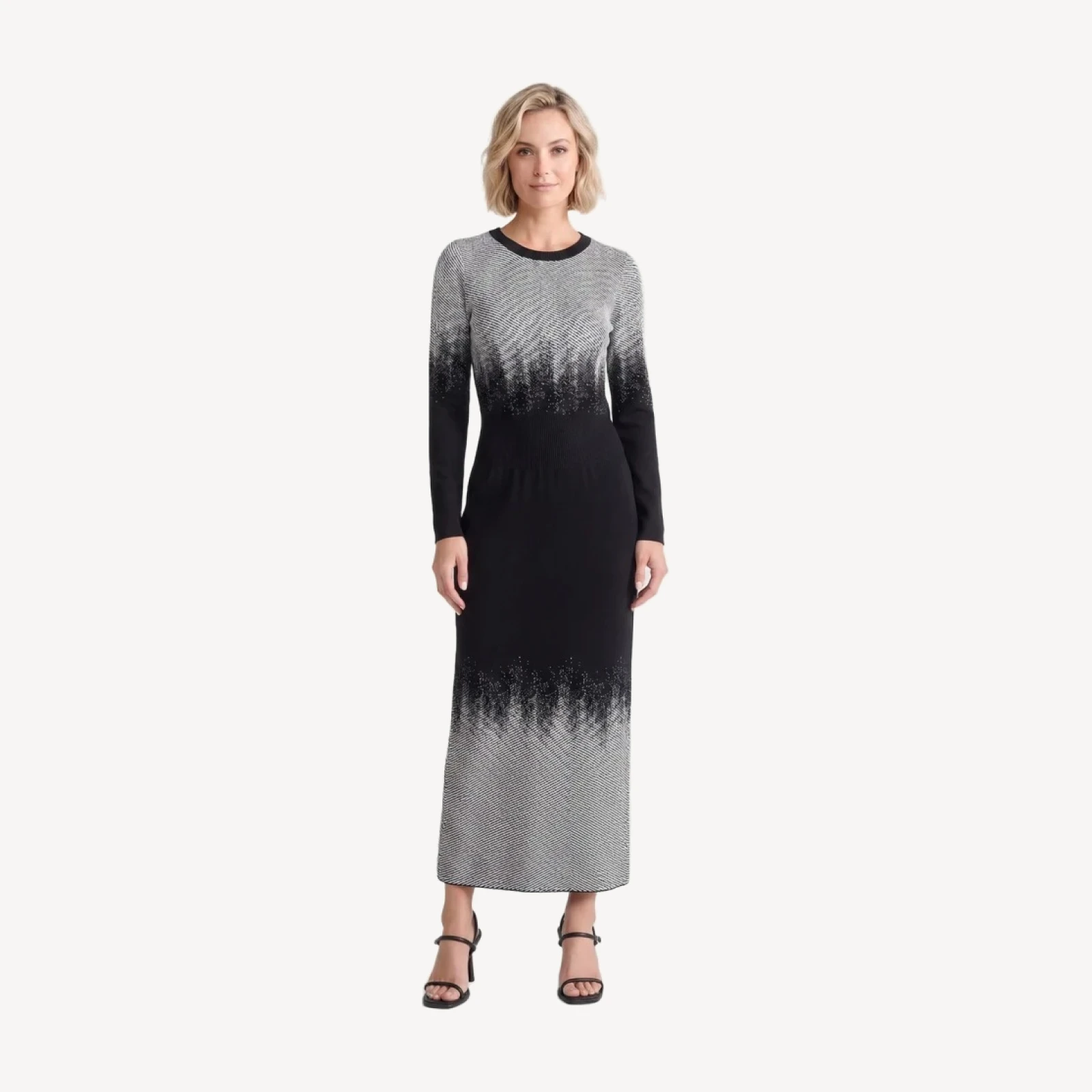 Ombre Jacquard Soft Knit Sheath Dress