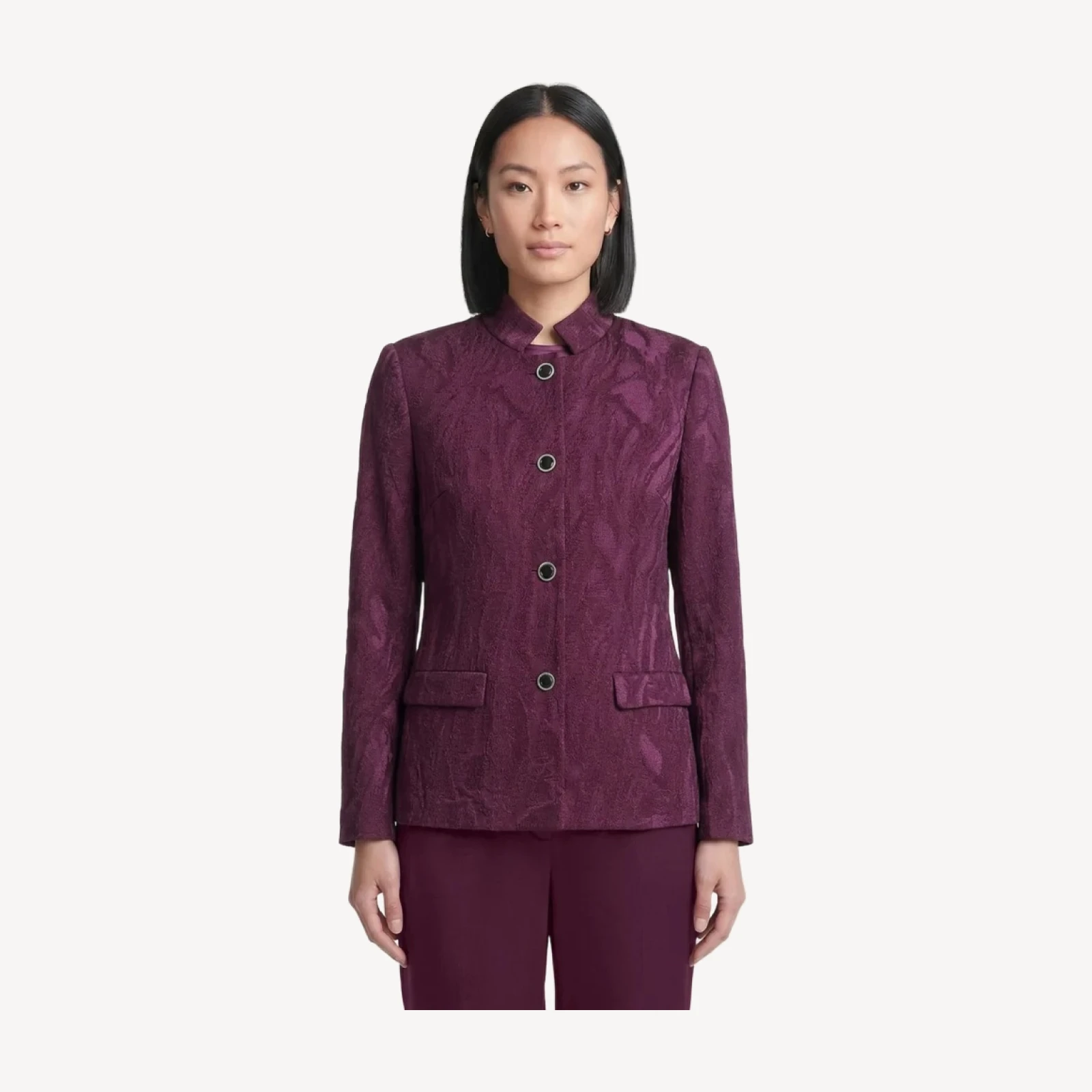 Tonal Abstract Jacquard Knit Jacket