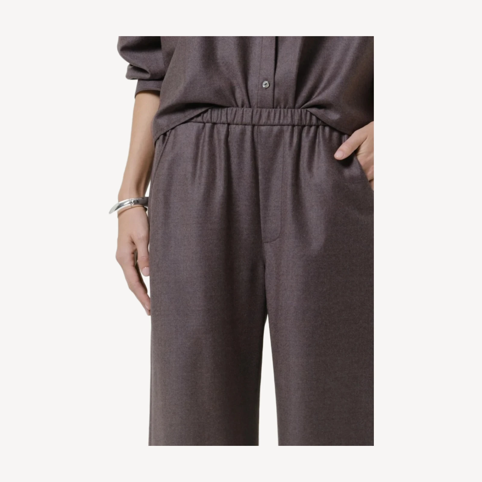 Clara Pull On Wool Pant in Heather Brown