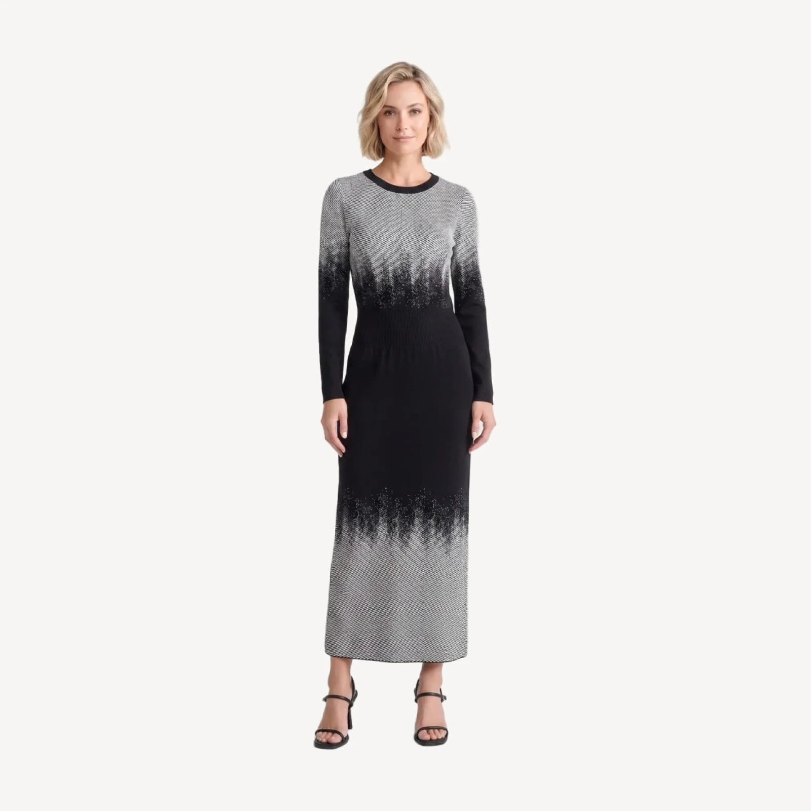 Ombre Jacquard Soft Knit Sheath Dress