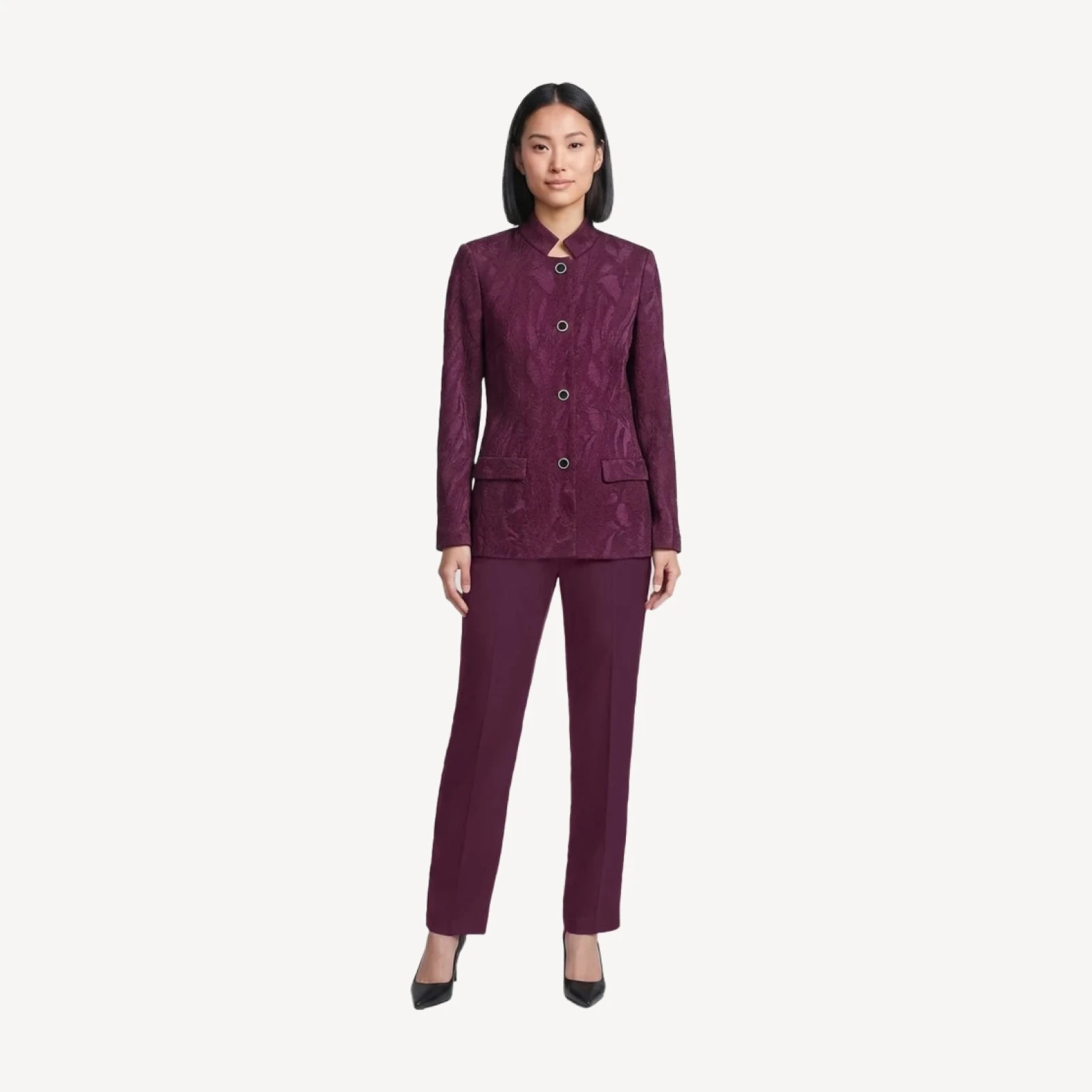 Tonal Abstract Jacquard Knit Jacket