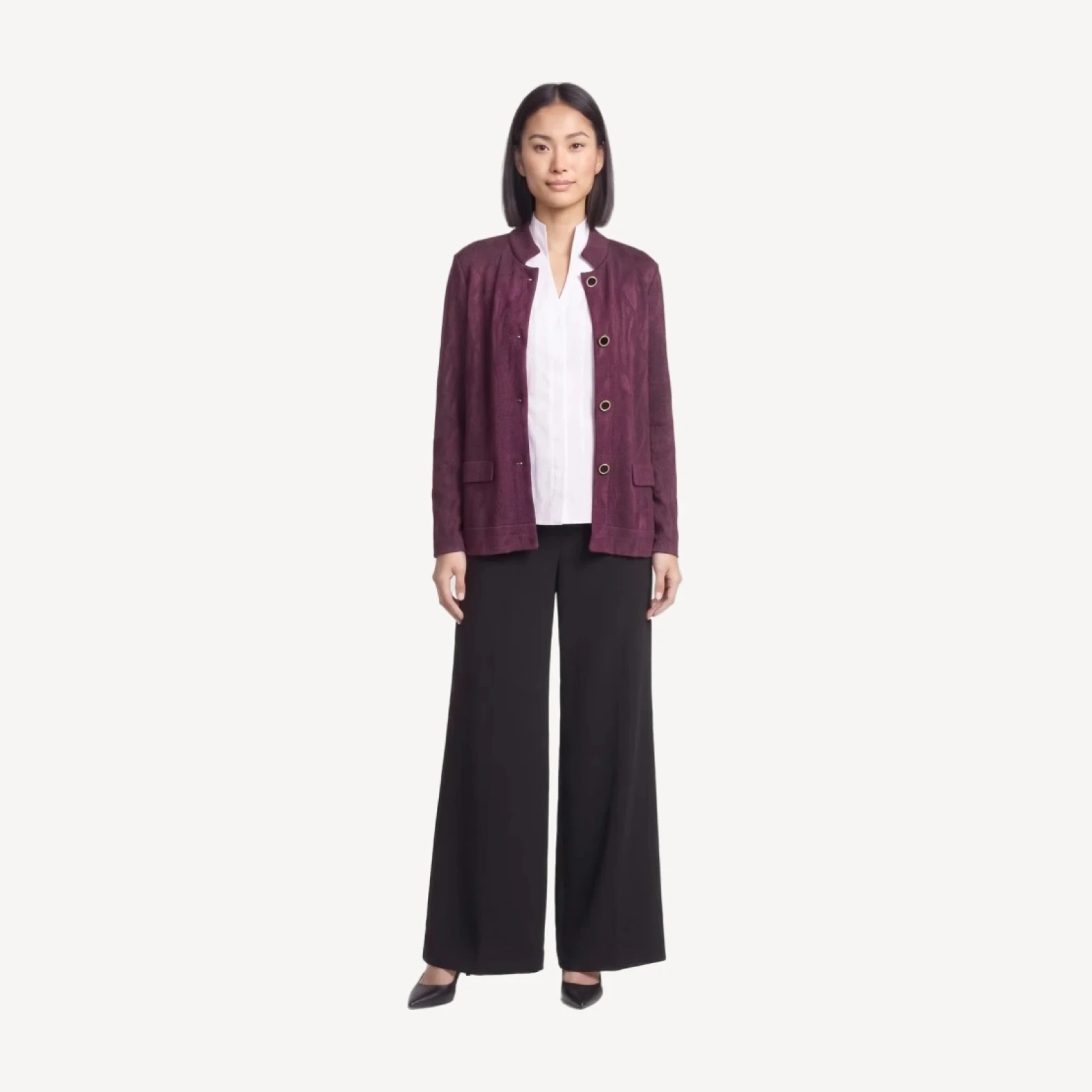 Tonal Abstract Jacquard Knit Jacket