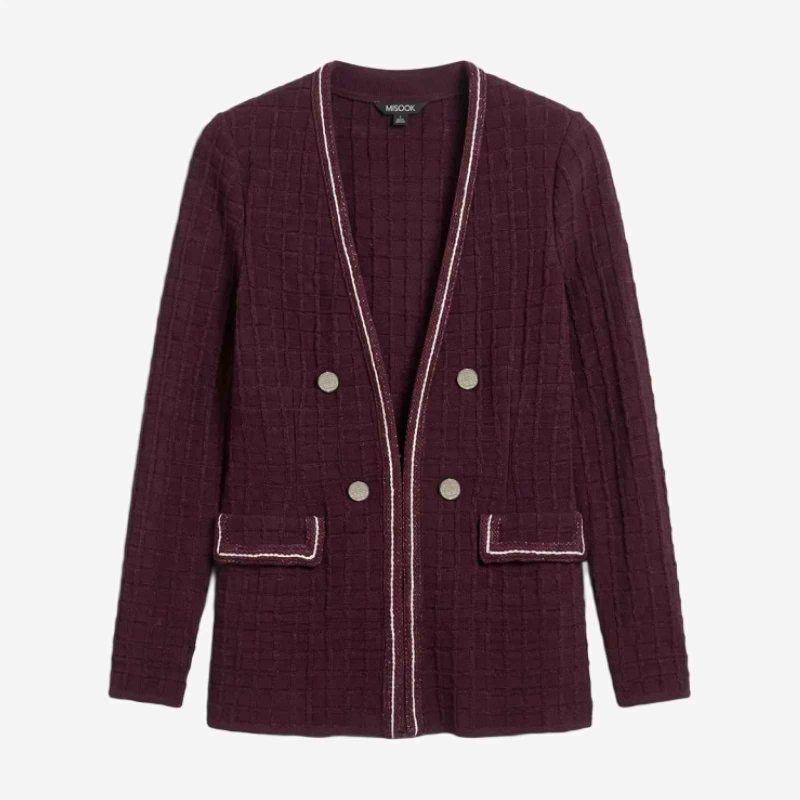 Metallic Accent Intarsia Knit Jacket