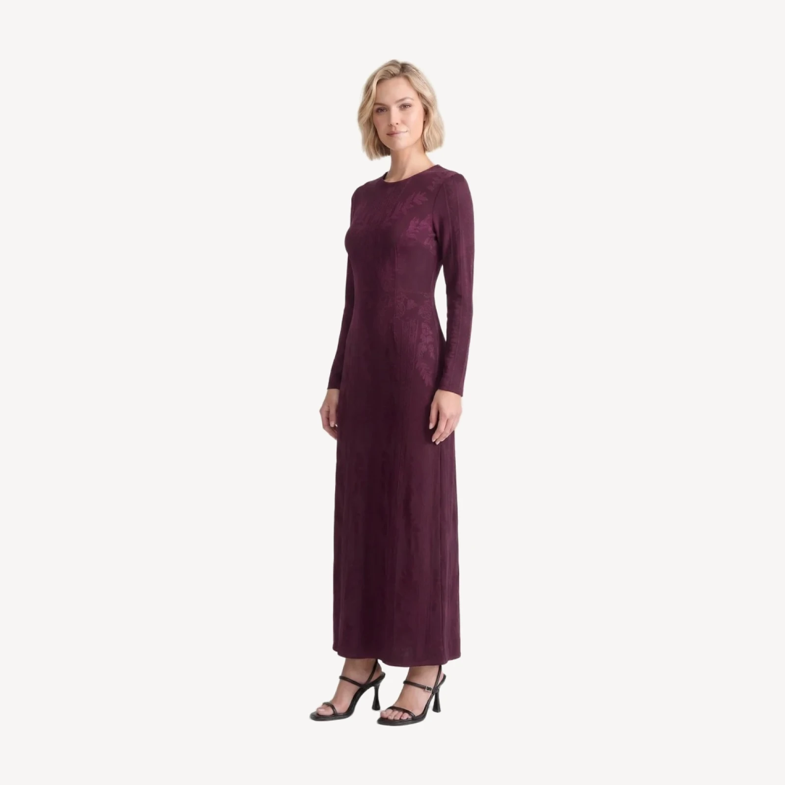 A-Line Botanical Jacquard Knit Maxi Dress