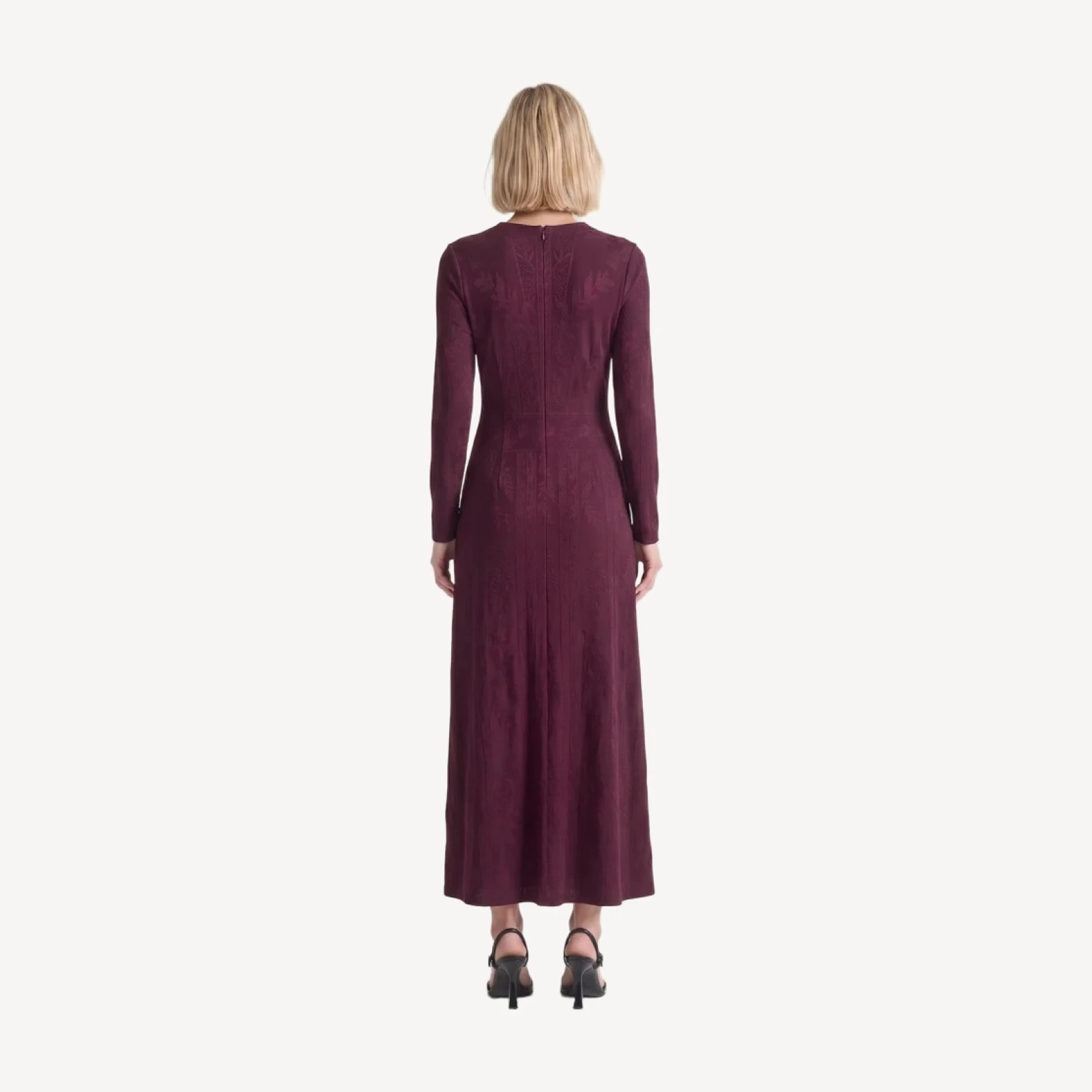 A-Line Botanical Jacquard Knit Maxi Dress