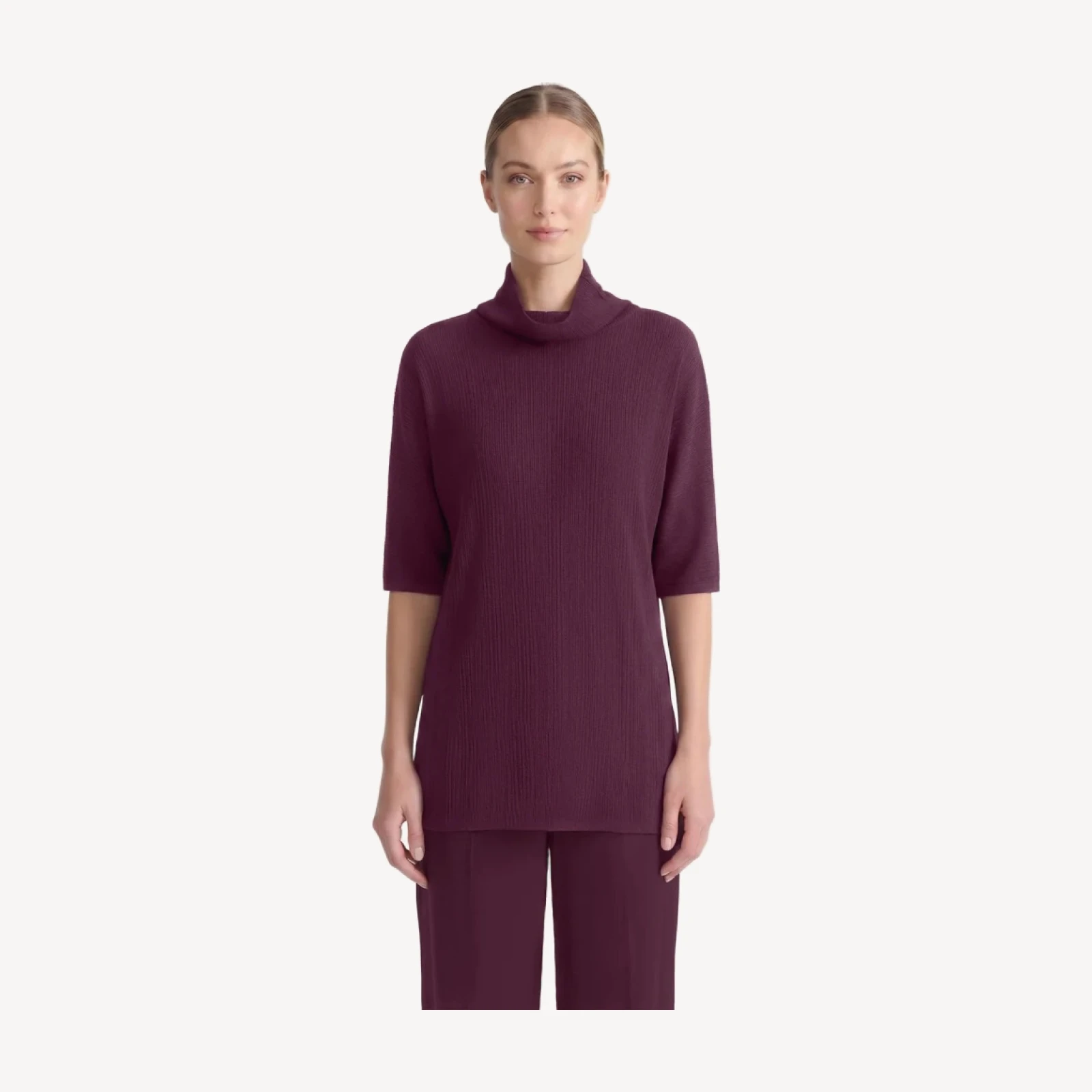 Cowl Neck Textured Soft Knit Tunic