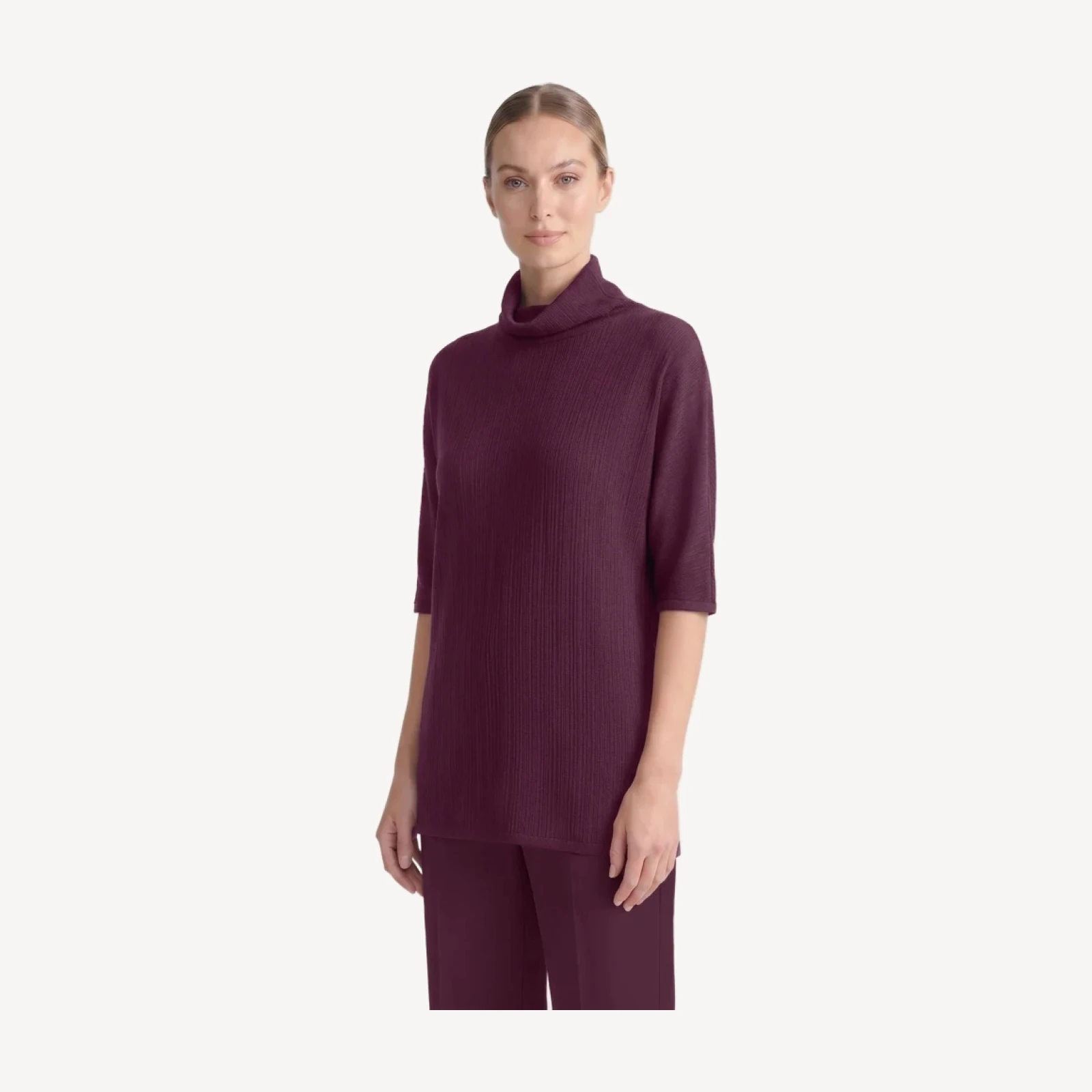 Cowl Neck Textured Soft Knit Tunic