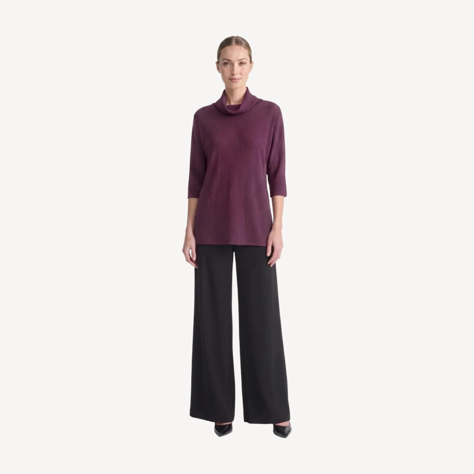 Cowl Neck Textured Soft Knit Tunic