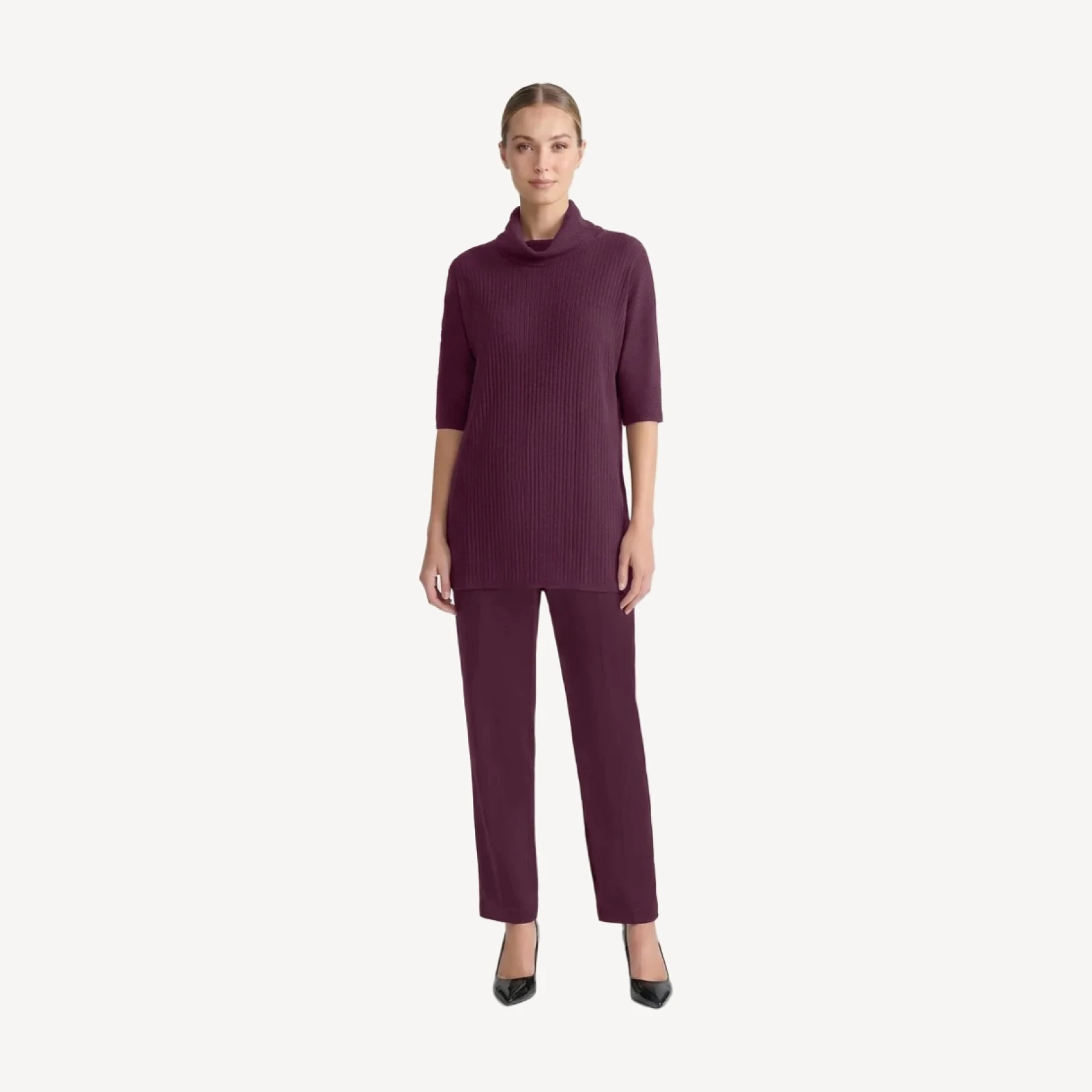 Cowl Neck Textured Soft Knit Tunic