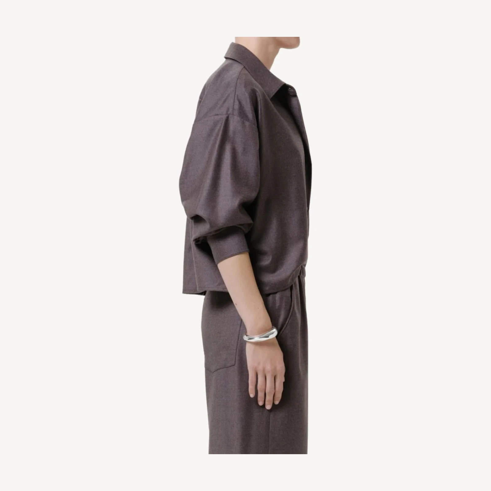 Petit Ami Wool Shirt in Heather Brown