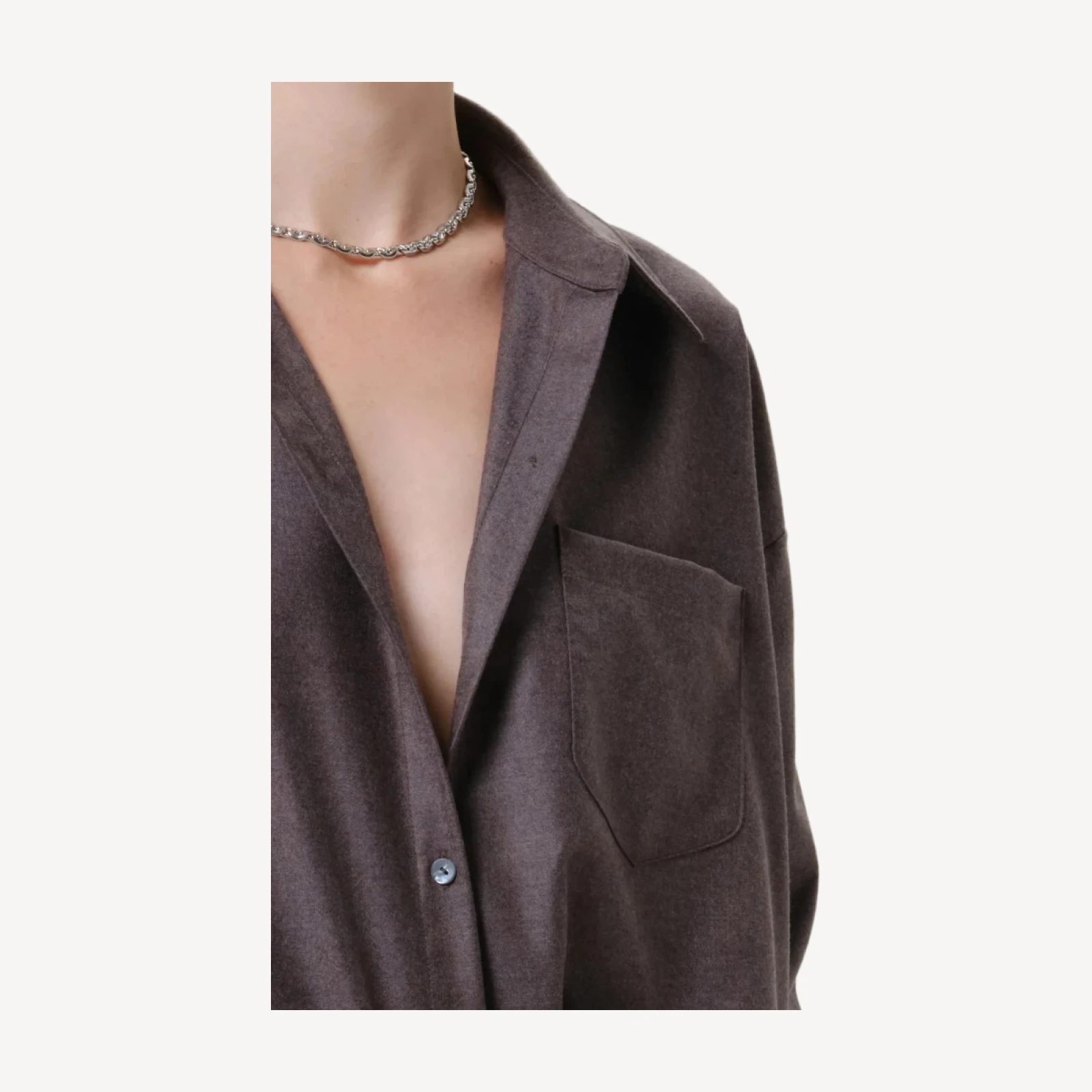 Petit Ami Wool Shirt in Heather Brown