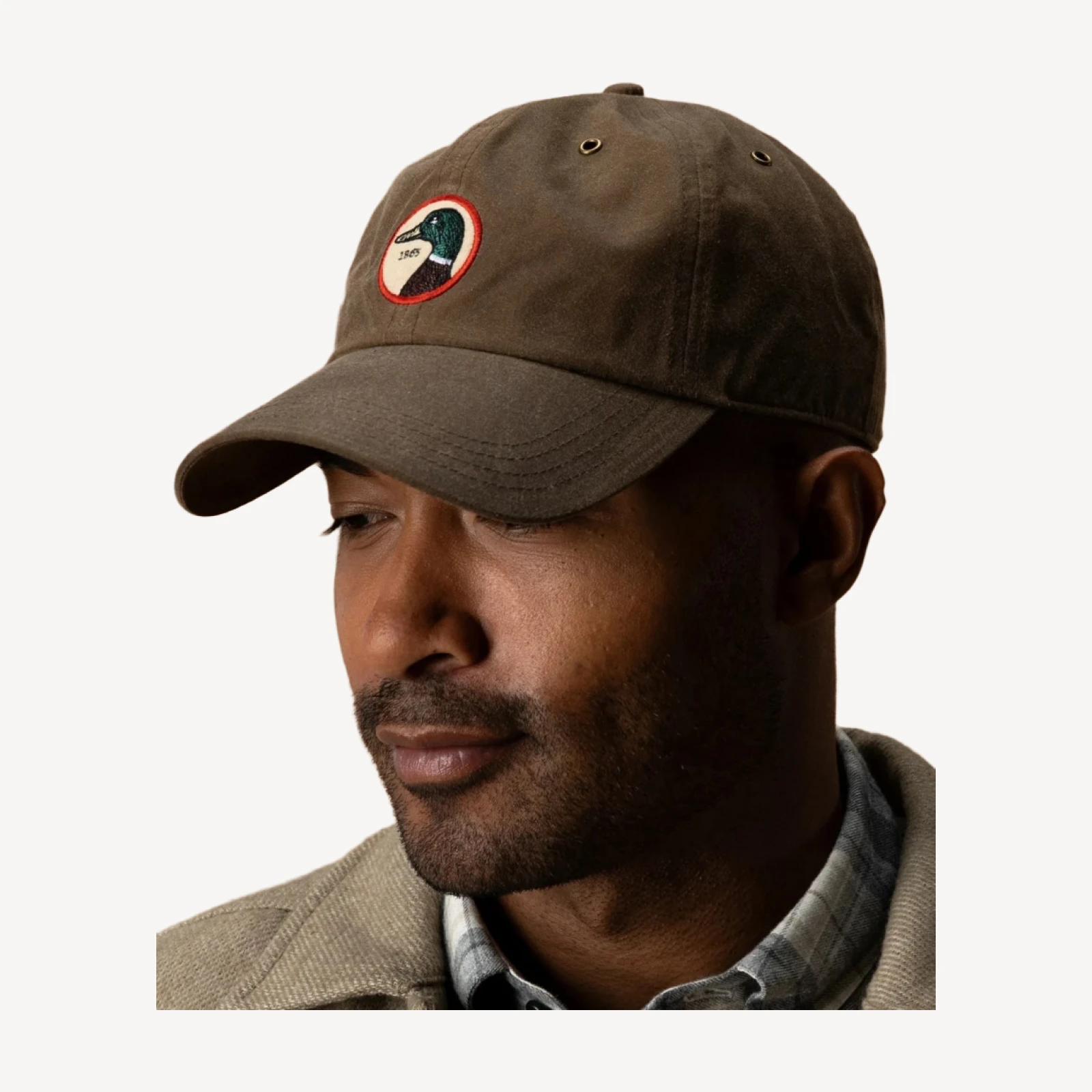 Circle Patch Waxed Cotton Hat - Umber Brown