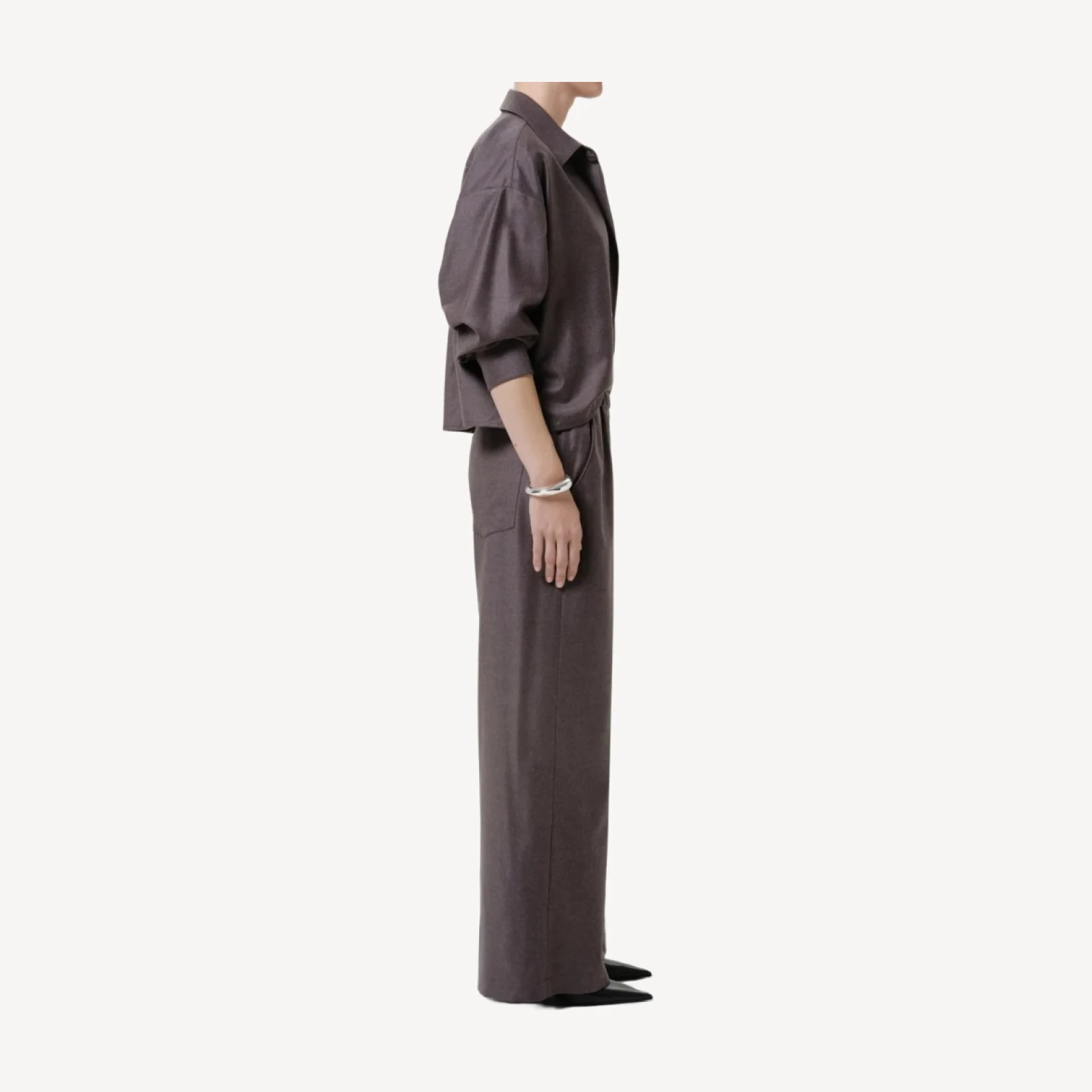 Clara Pull On Wool Pant in Heather Brown