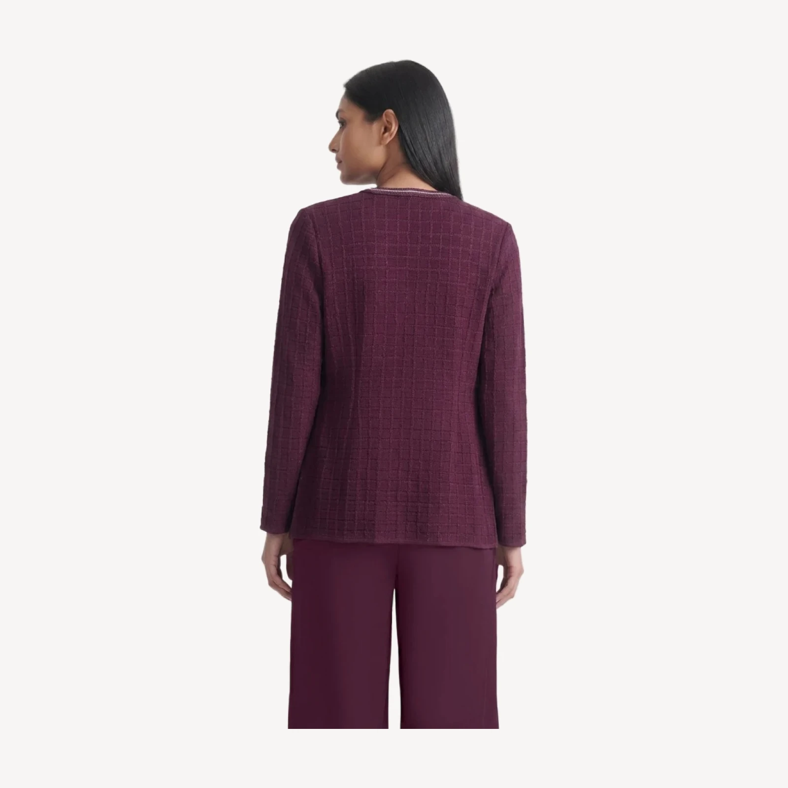 Metallic Accent Intarsia Knit Jacket