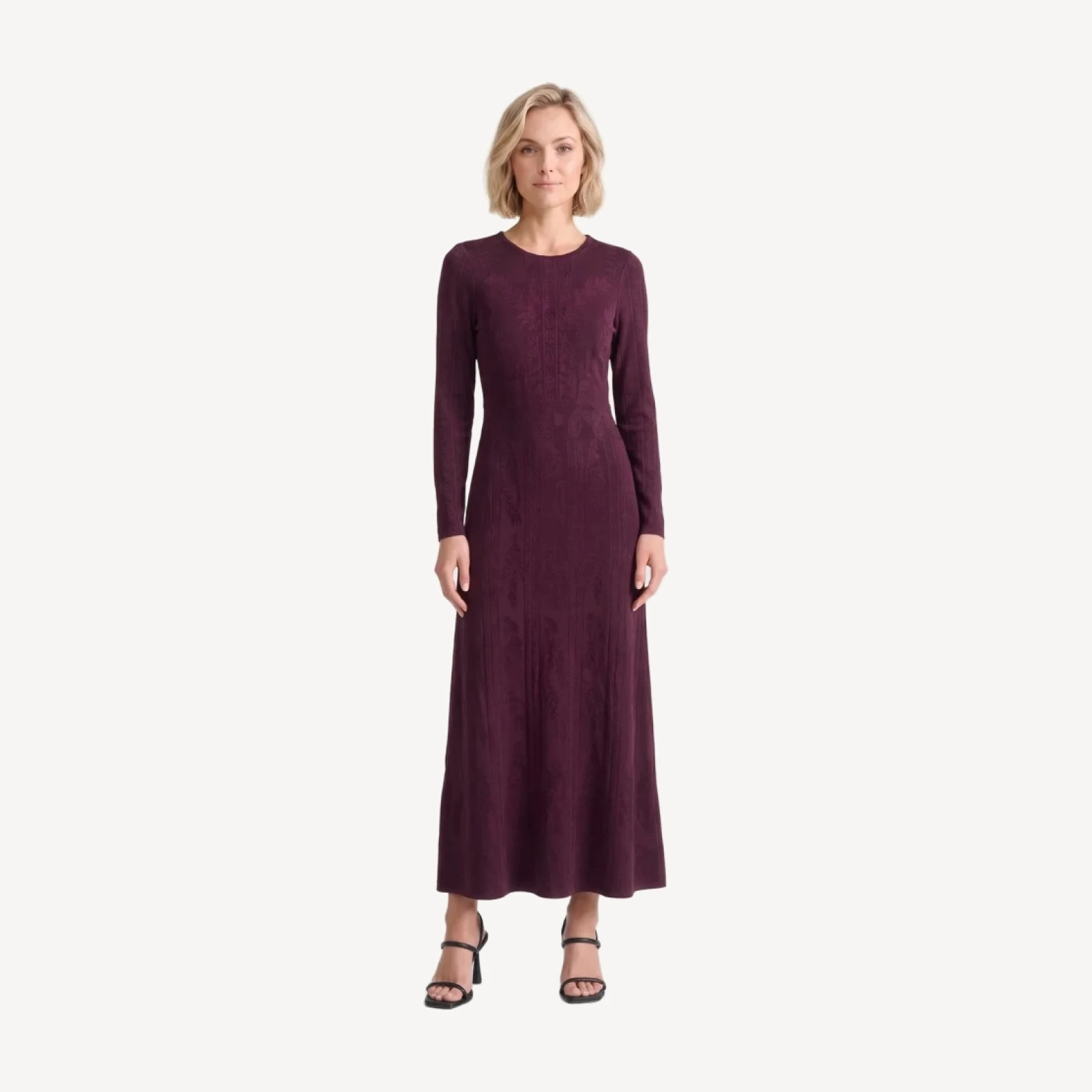 A-Line Botanical Jacquard Knit Maxi Dress