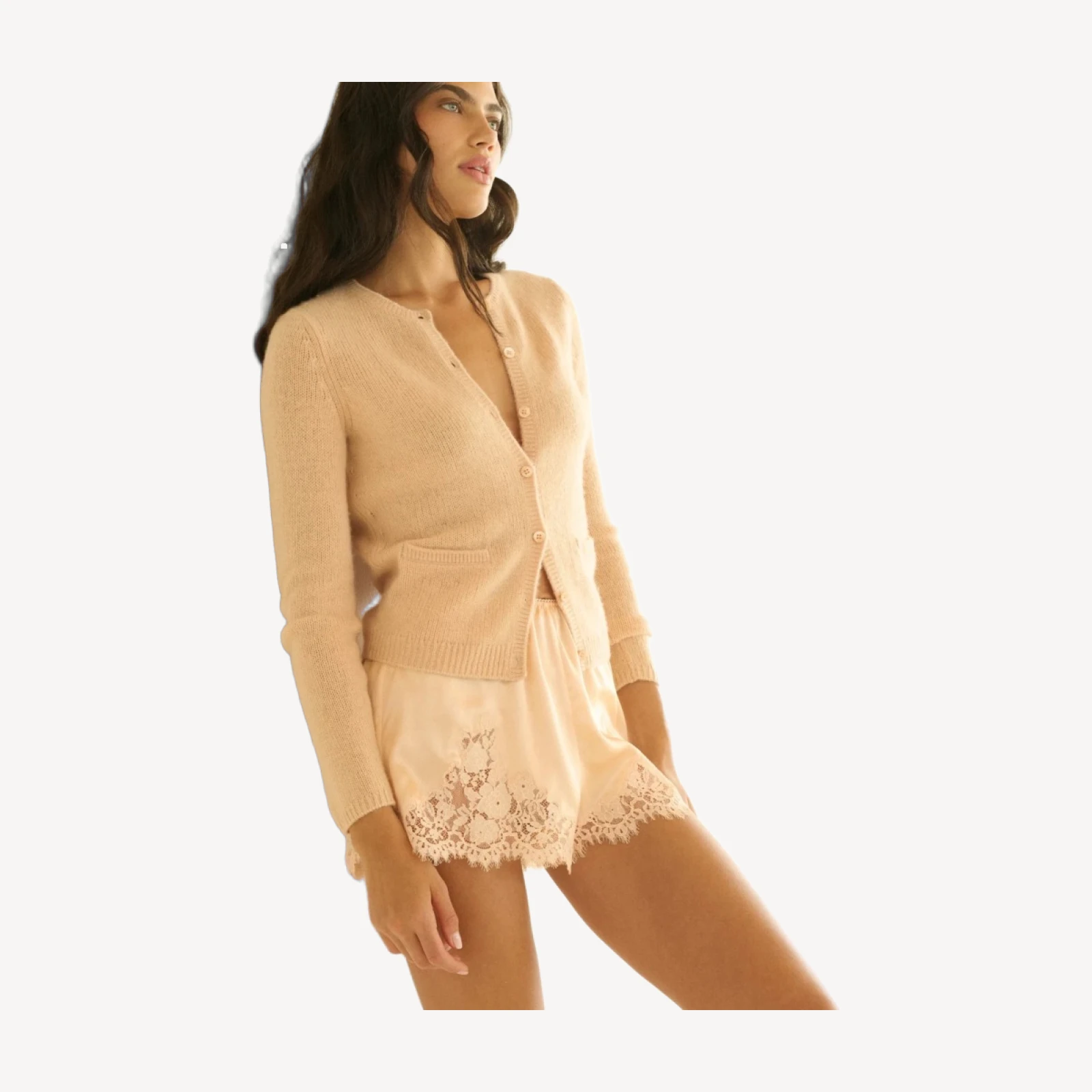 THEA CASHMERE CARDIGAN -- LIGHT PEACH SORBET