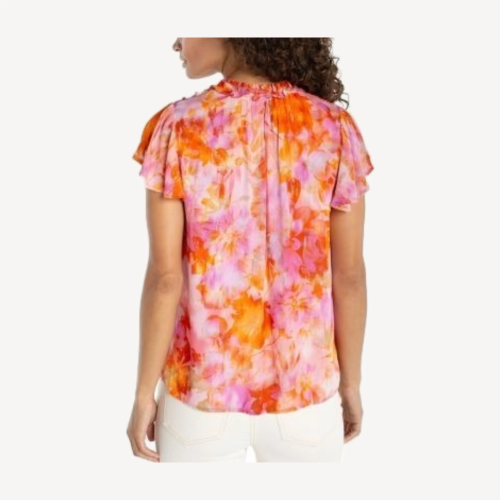 Liverpool Los Angeles Flutter Sleeve Popover Woven Blouse