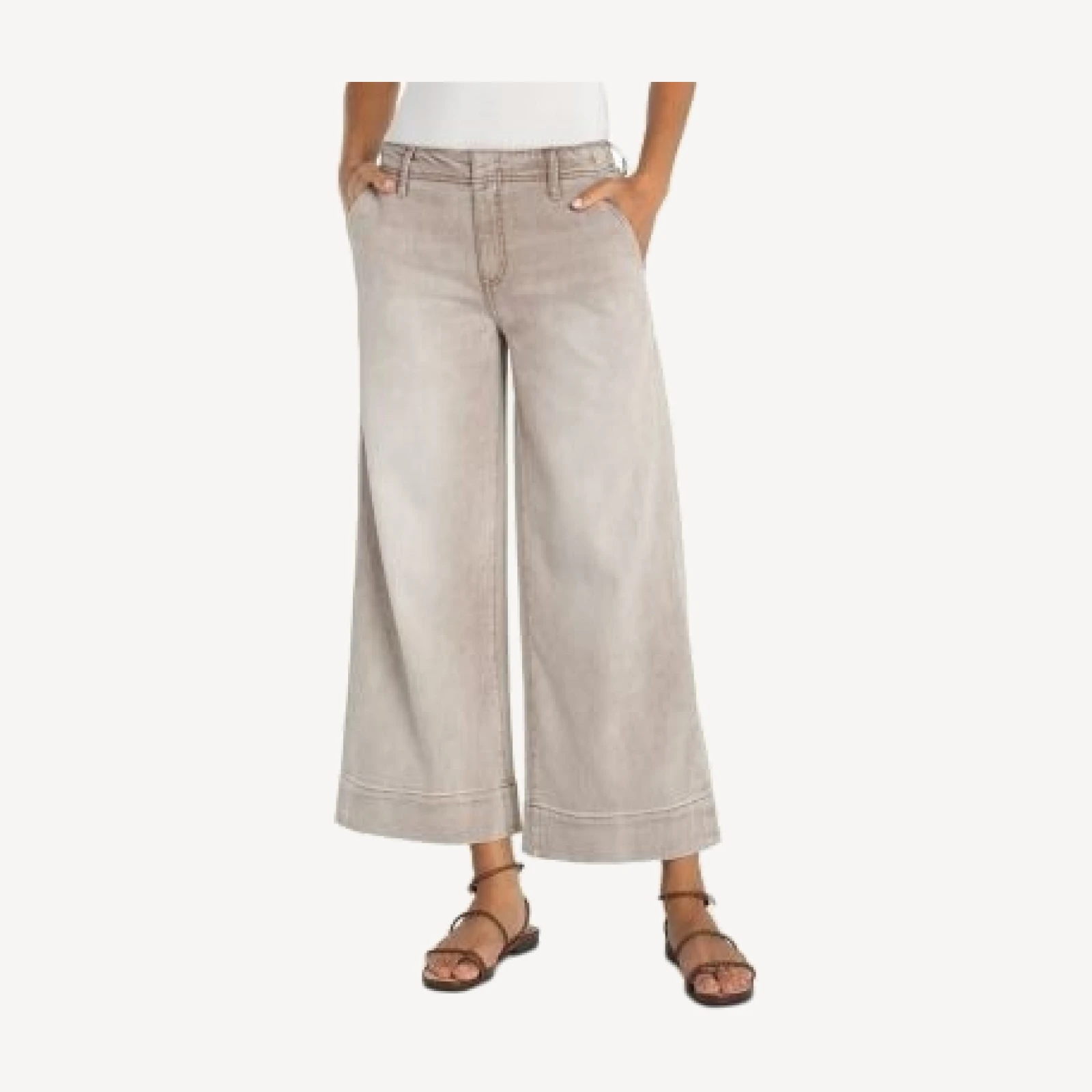 Liverpool Los Angeles Weekender High Rise Crop Wide Jeans in Antique Khaki