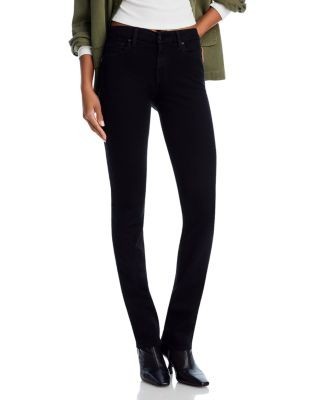 7 For All Mankind Kimmie Mid Rise Straight Jeans in Rinse Black
