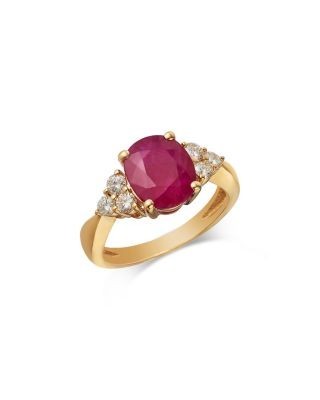 Bloomingdale's Fine Jewelry Ruby & Diamond Oval Ring in 14K Yellow Gold