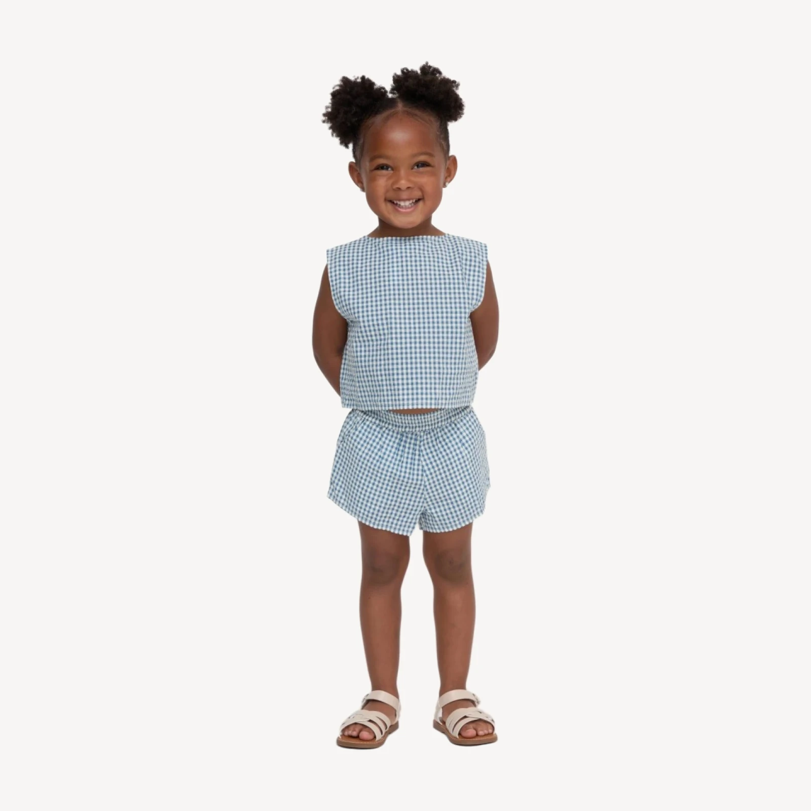 The Tiny Dylan Short Set - Lagoon Gingham
