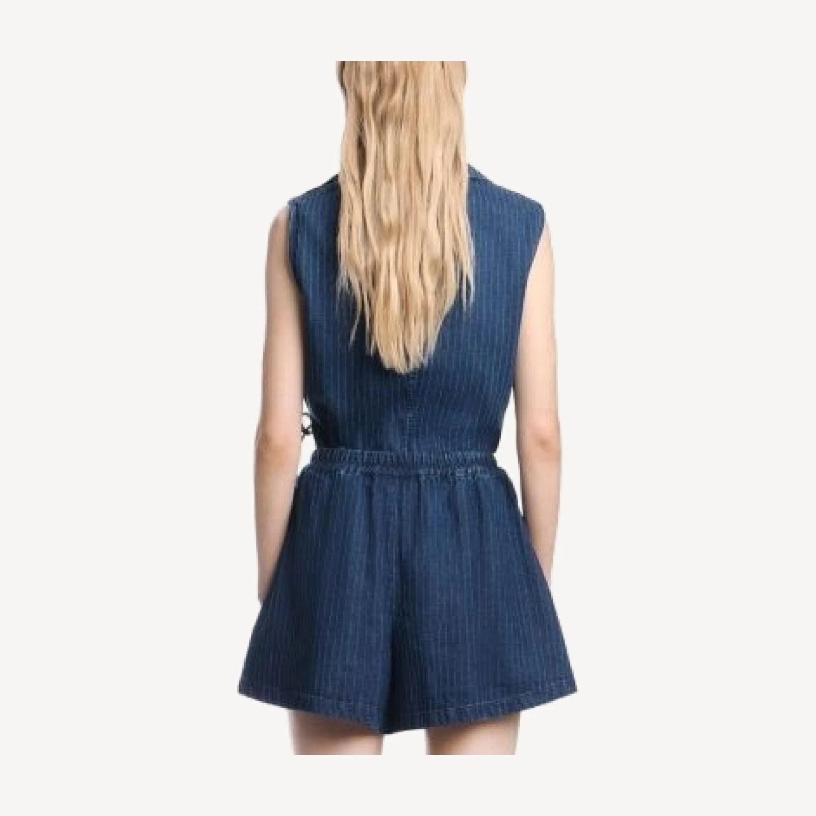 Emporio Armani Cotton Pinstriped Denim Shorts in Medium Blue Denim